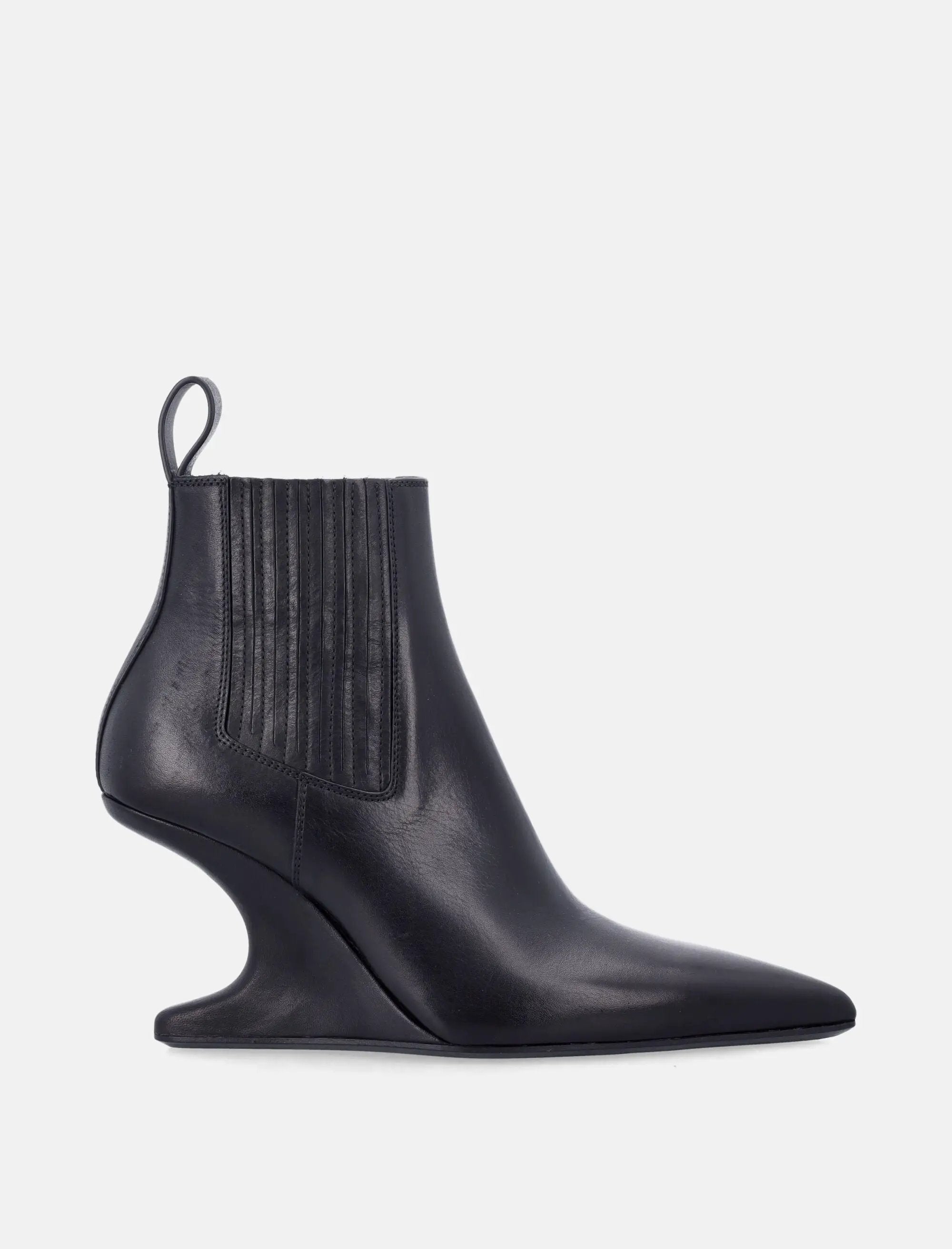 Ankle Sharp Black Washed Calf Leather Boots Rick owens – Гарантія оригінальності – боковий вид