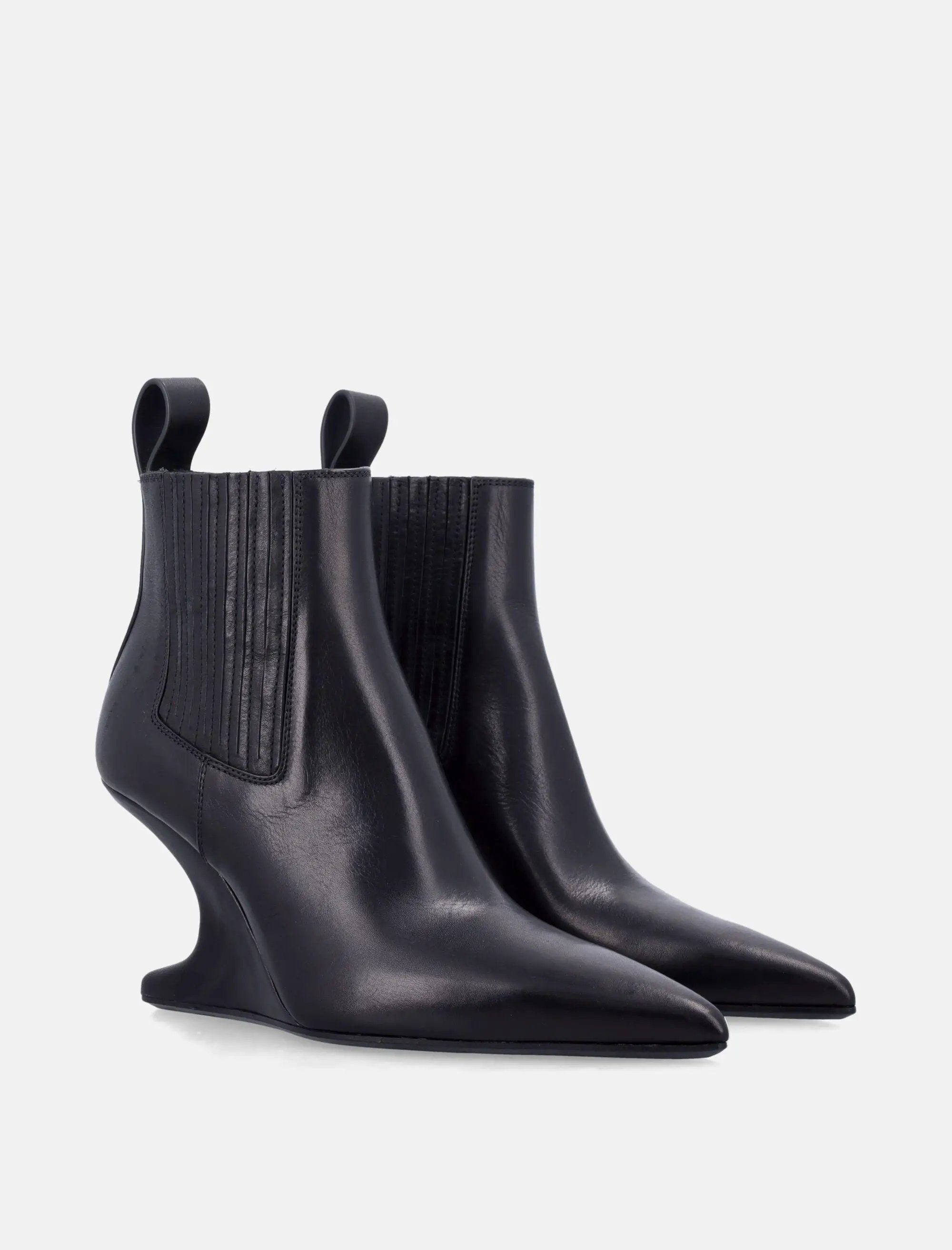 Ankle Sharp Black Washed Calf Leather Boots Rick owens – Гарантія оригінальності – вид ззаду