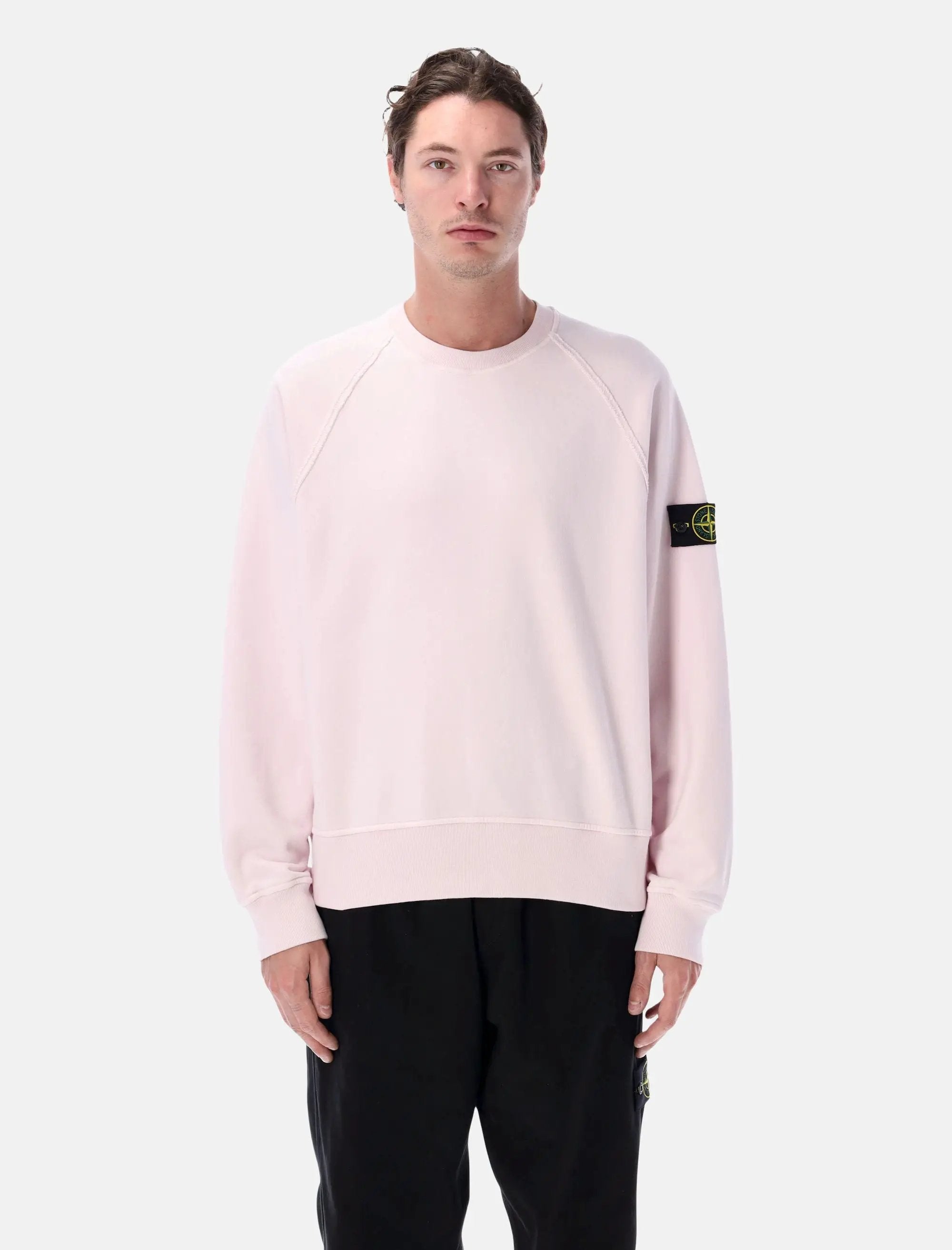 Oversized Crewneck Sweatshirt In Brushed Organic Cotton Stone island оригінал – Купити в Україні – боковий вид