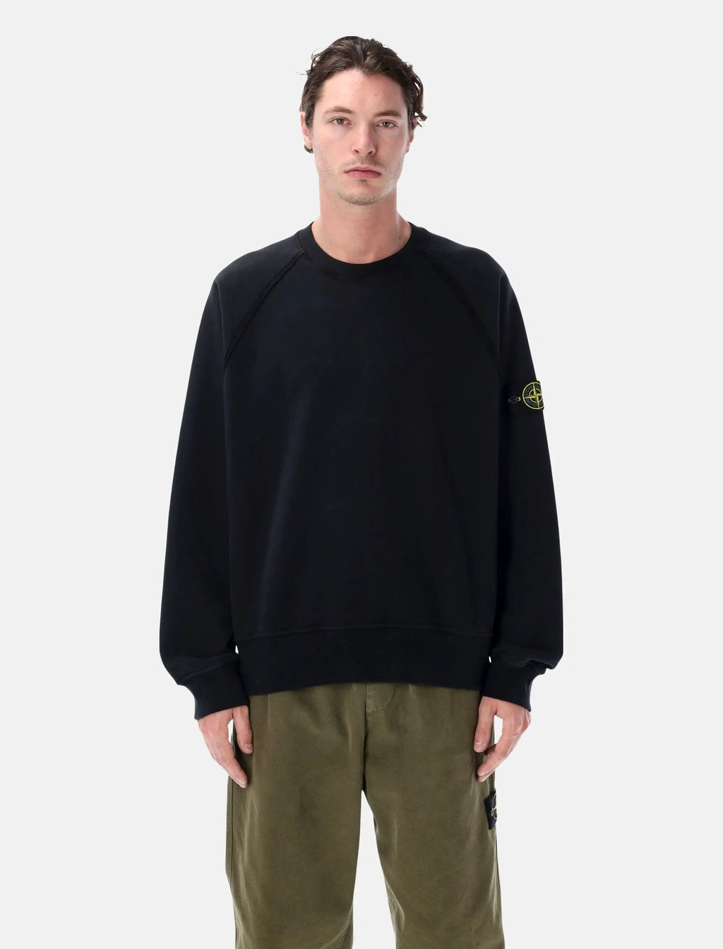 Oversized Crewneck Sweatshirt In Brushed Organic Cotton Stone island оригінал – Купити в Україні – боковий вид