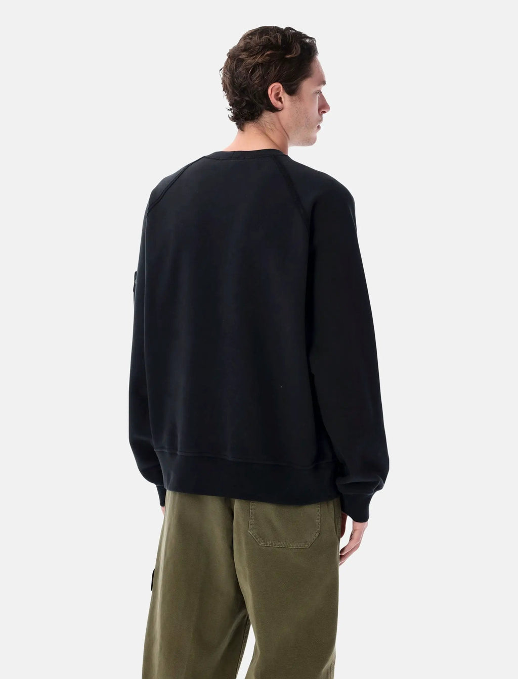 Oversized Crewneck Sweatshirt In Brushed Organic Cotton Stone island оригінал – Купити в Україні – вид ззаду