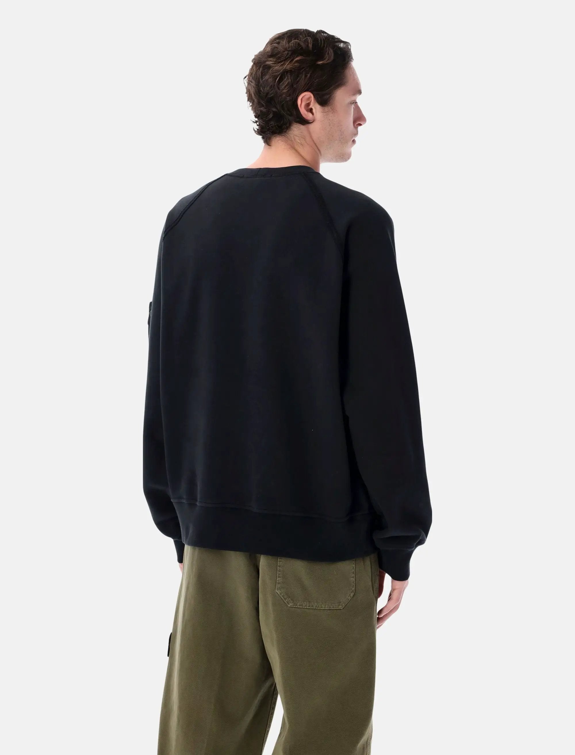 Oversized Crewneck Sweatshirt In Brushed Organic Cotton Stone island оригінал – Купити в Україні – вид ззаду