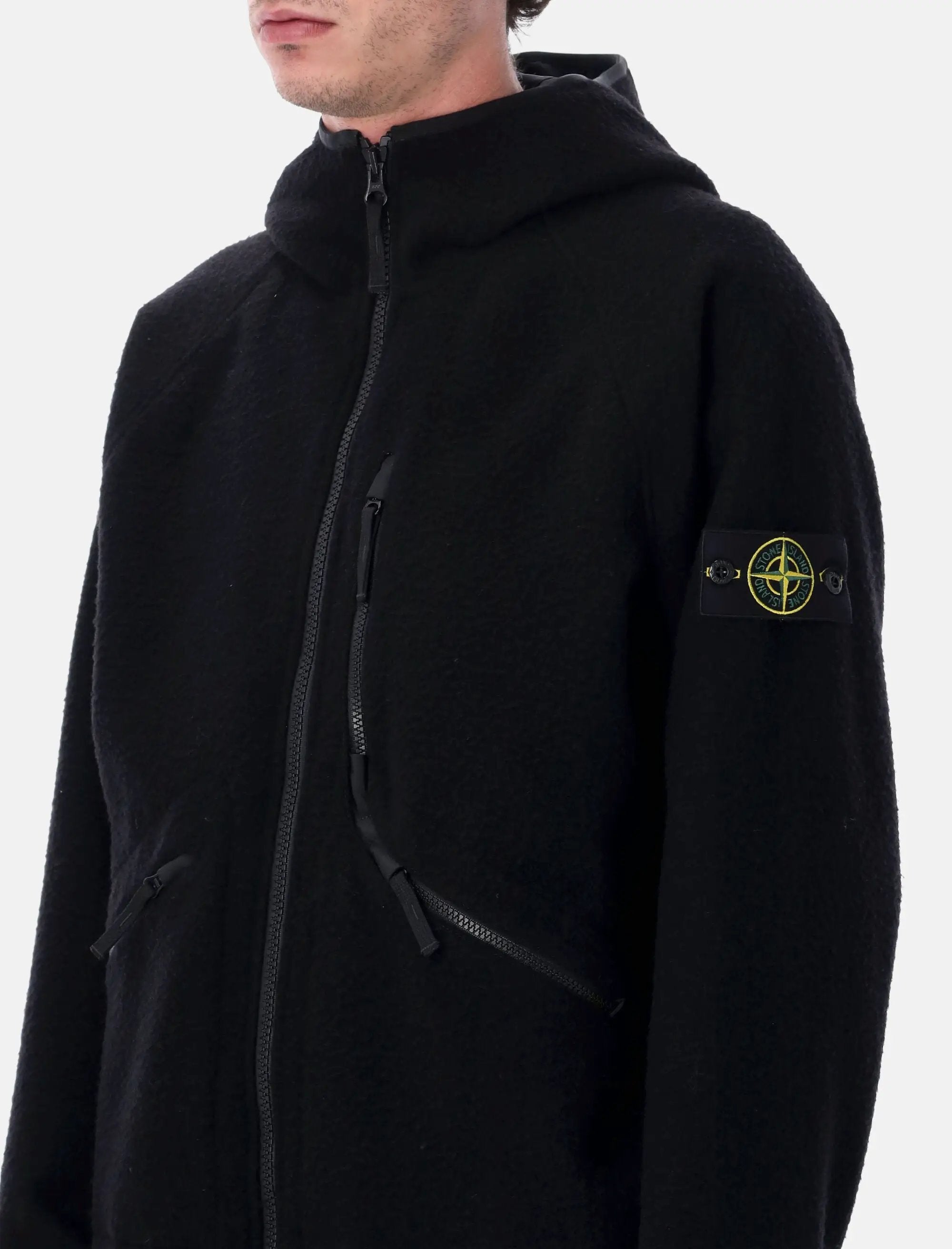 Оригінальна Hooded Jacket In Ratteened Wool Nylon Stone island – детальний вид