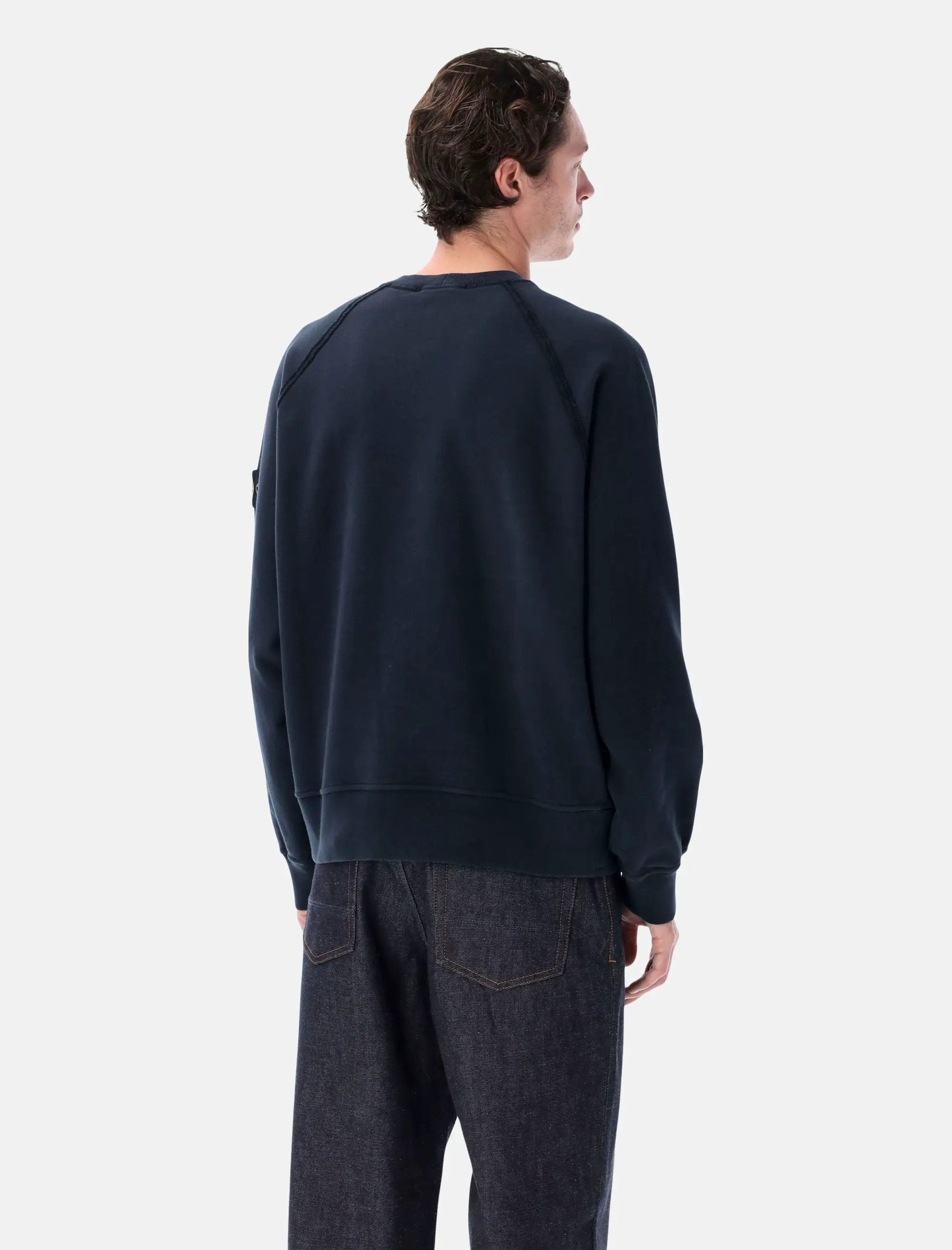Oversized Crewneck Sweatshirt In Brushed Organic Cotton Stone island оригінал – Купити в Україні – вид ззаду