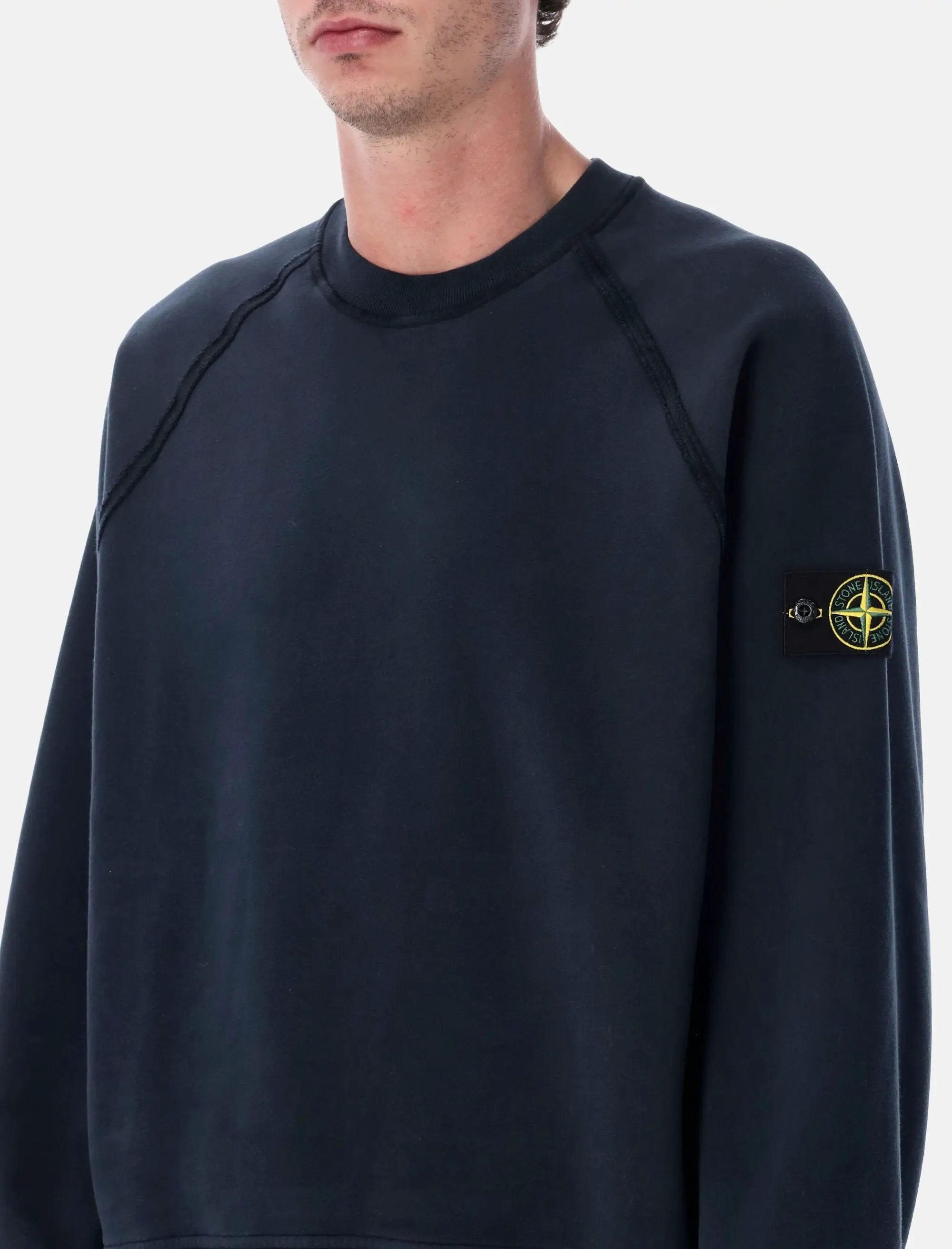 Oversized Crewneck Sweatshirt In Brushed Organic Cotton Stone island оригінал – Купити в Україні – детальний вид