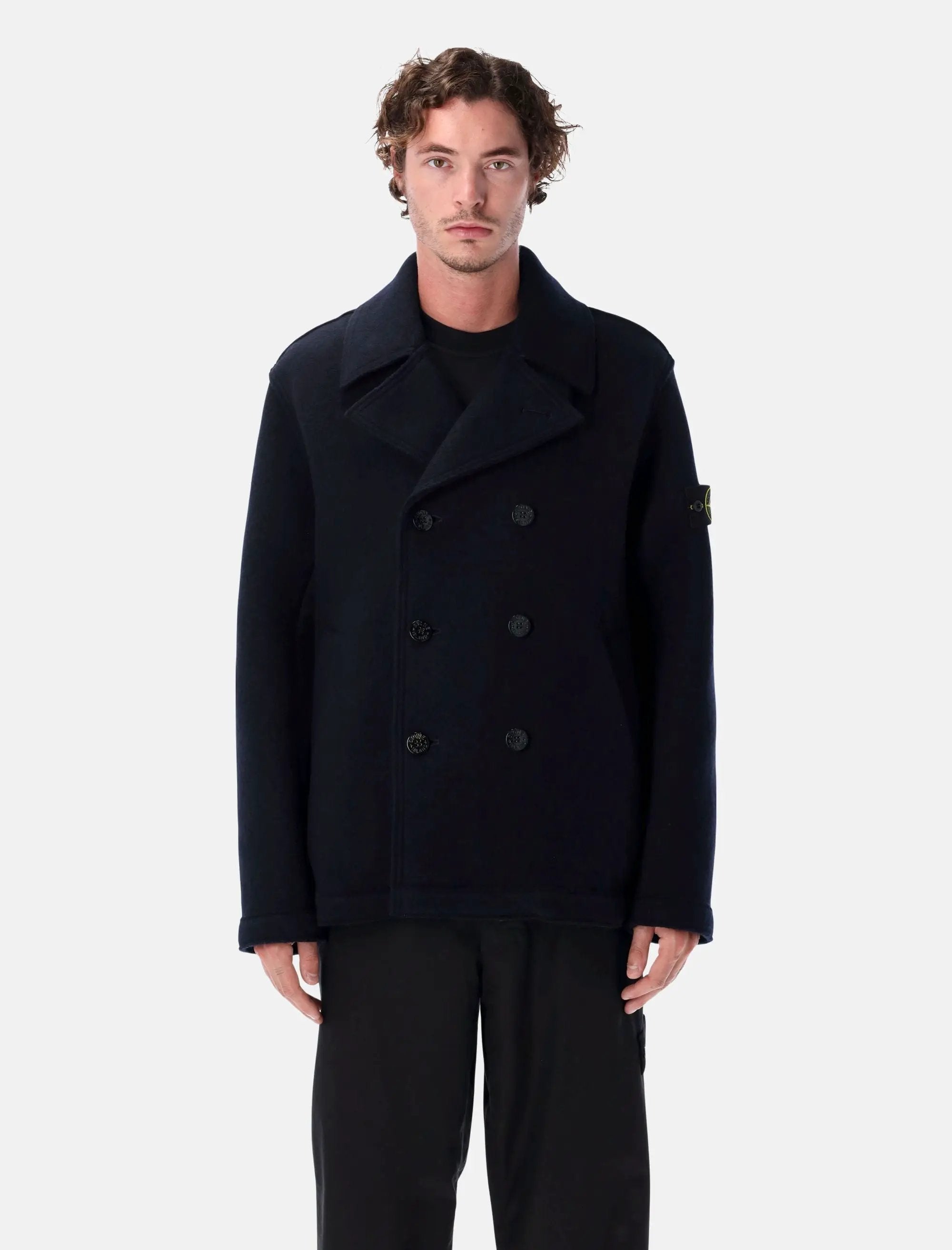 Оригінальна Oversized Double Breasted Rws Wool Coat Stone island – боковий вид
