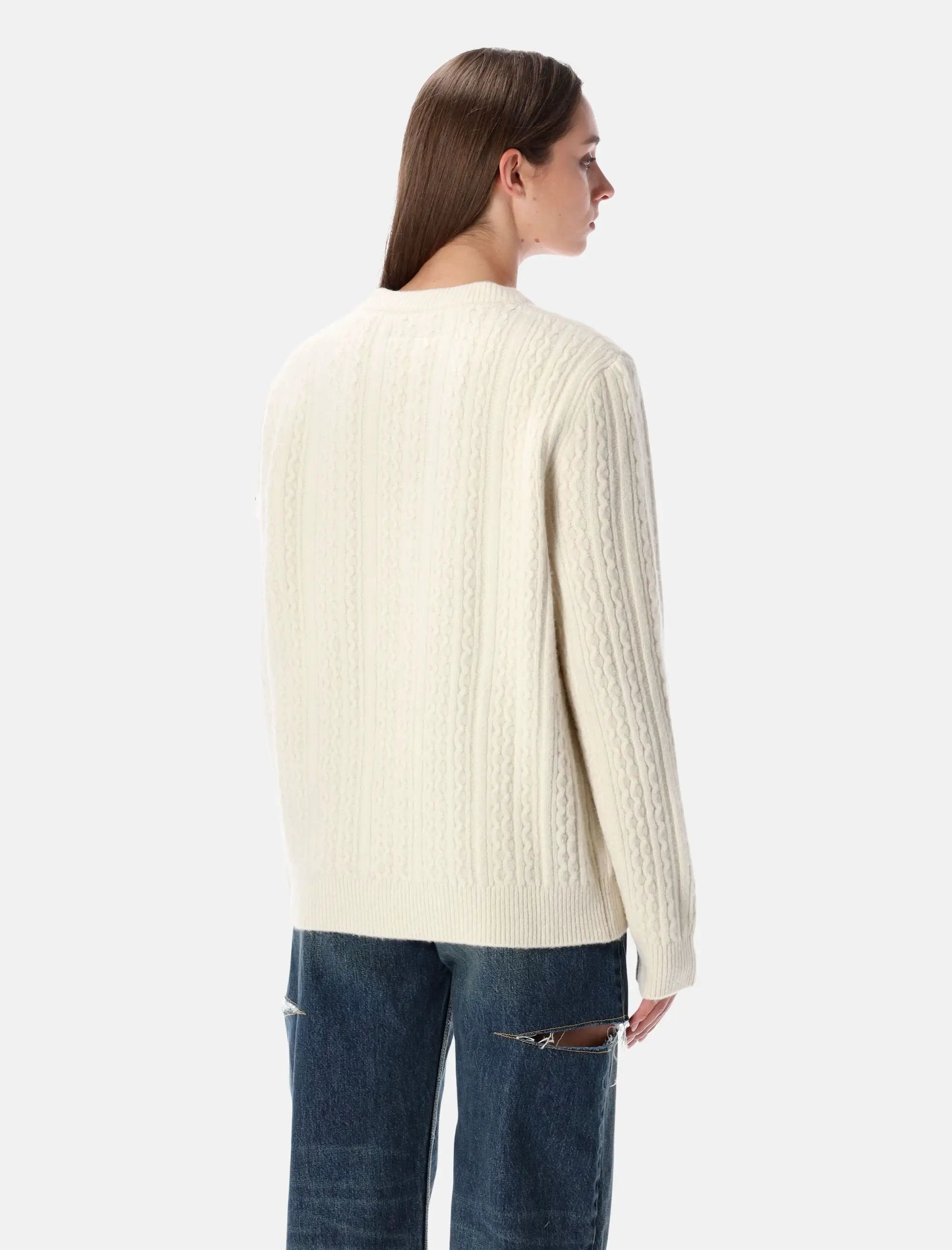 Wool Blend Cable Knit V Neck Sweater Maison margiela – Гарантія оригінальності – вид ззаду