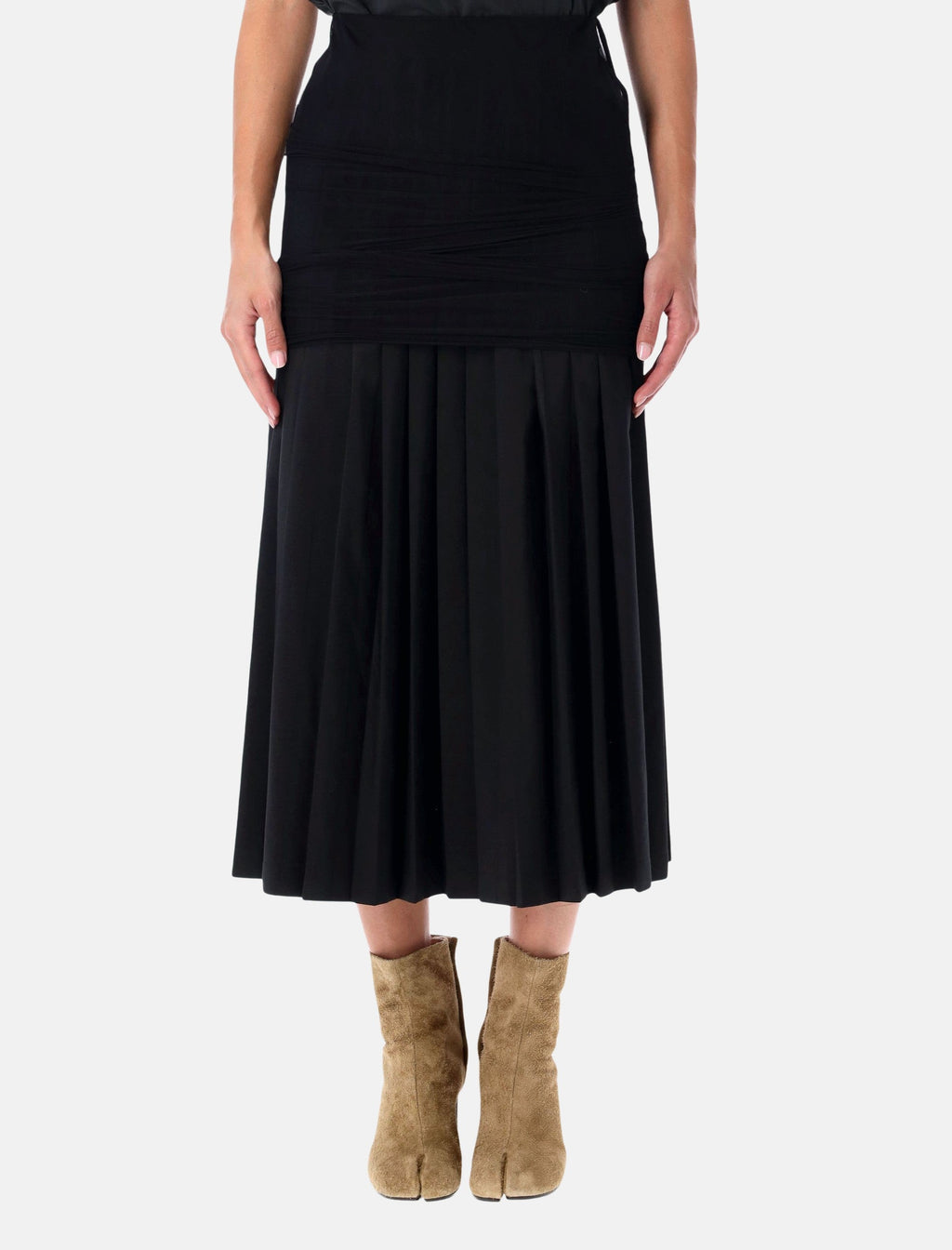 Оригінальна Wool Blend Pleated MIDI Skirt Maison margiela – вид ззаду