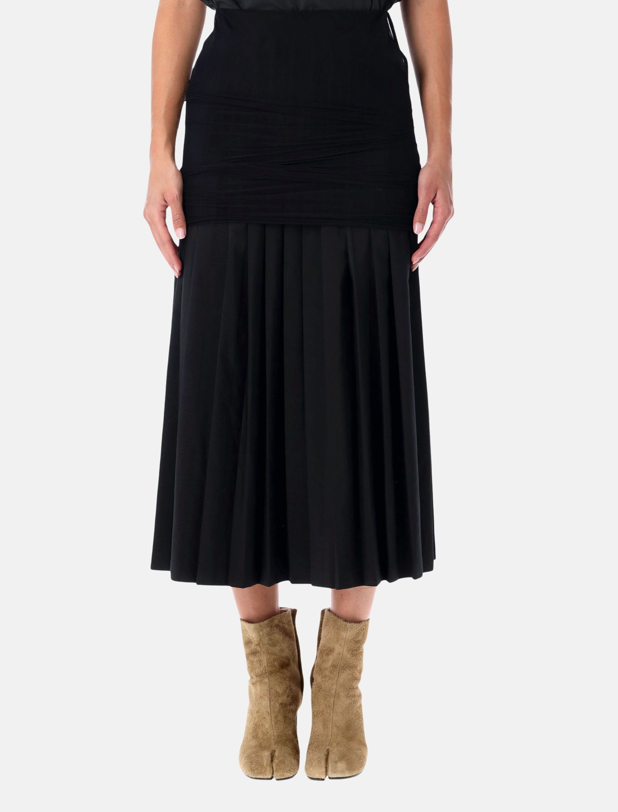 Оригінальна Wool Blend Pleated MIDI Skirt Maison margiela – вид ззаду