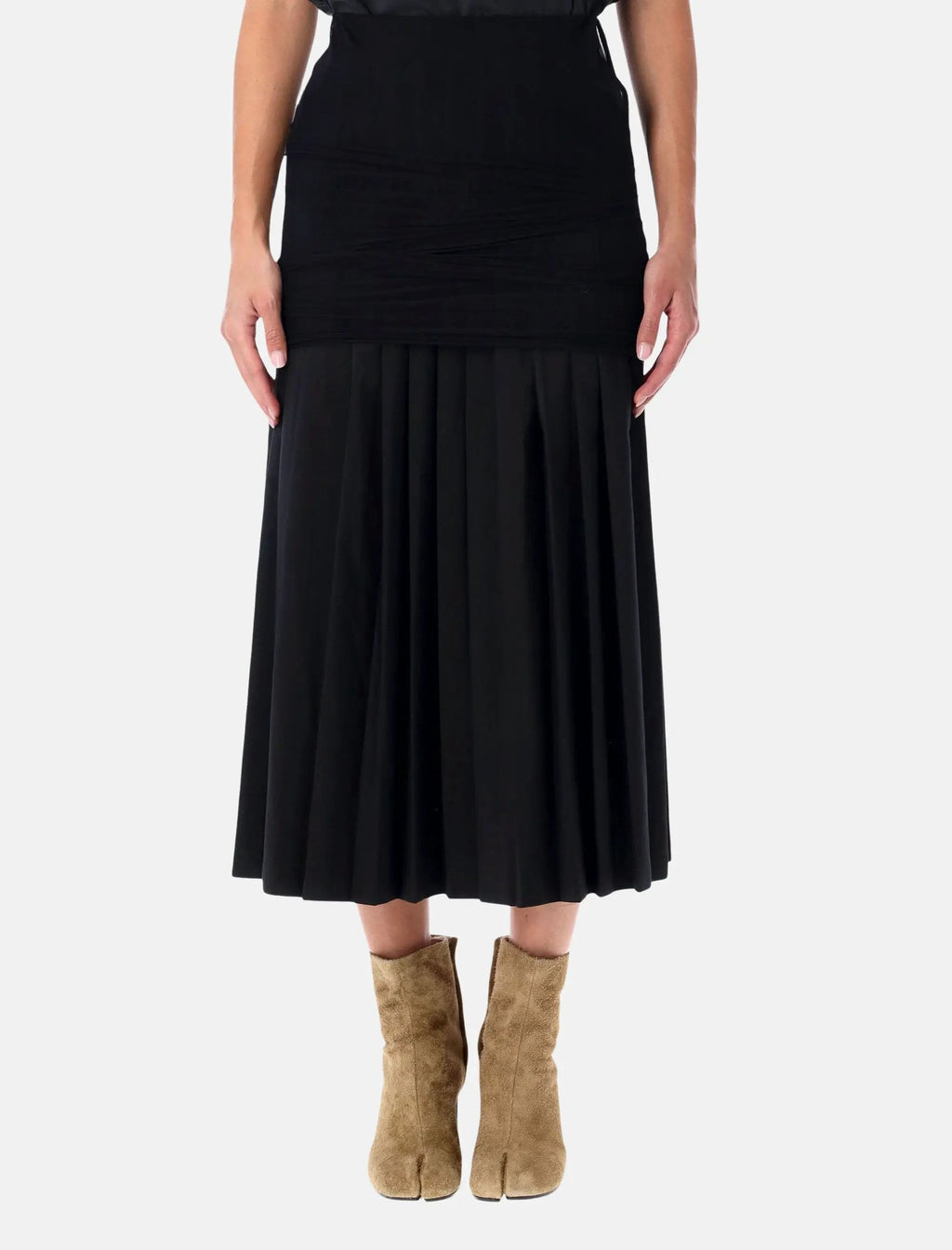 Оригінальна Wool Blend Pleated MIDI Skirt Maison margiela – вид ззаду