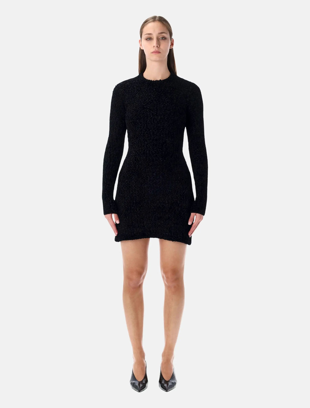 Оригінальна Black Short Astrakhan Effect Knit Dress Salvatore ferragamo – боковий вид