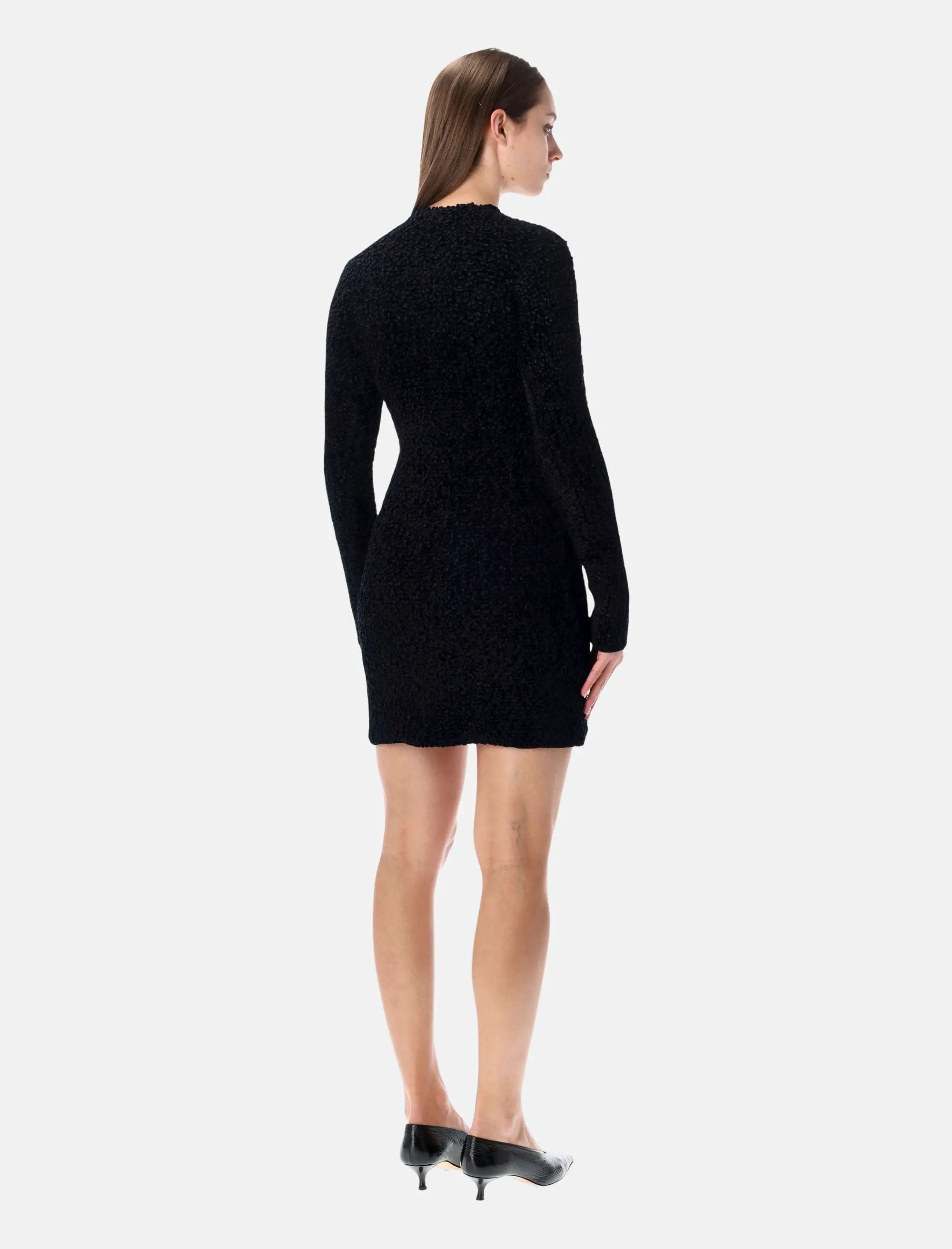 Оригінальна Black Short Astrakhan Effect Knit Dress Salvatore ferragamo – вид ззаду