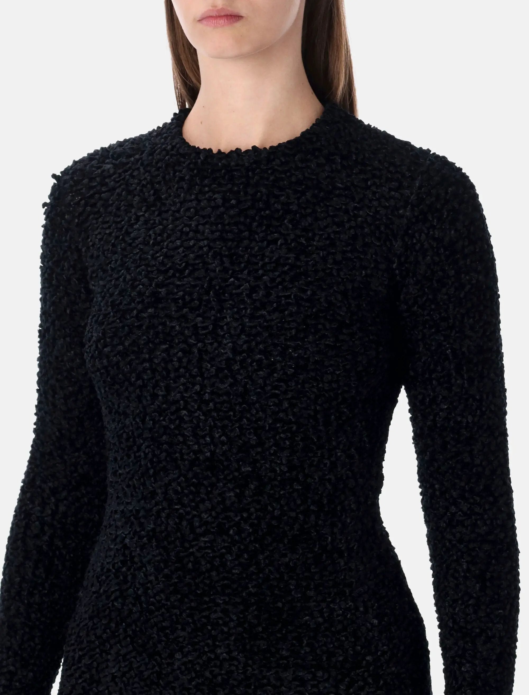 Оригінальна Black Short Astrakhan Effect Knit Dress Salvatore ferragamo – детальний вид