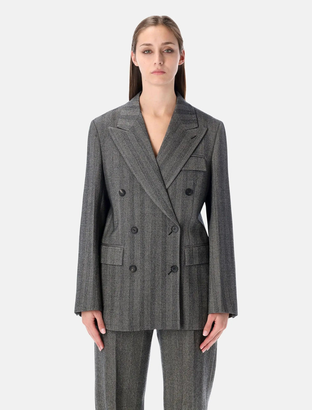 Оригінальна Oversized Double Breasted Chevron Wool Blazer Salvatore ferragamo – боковий вид