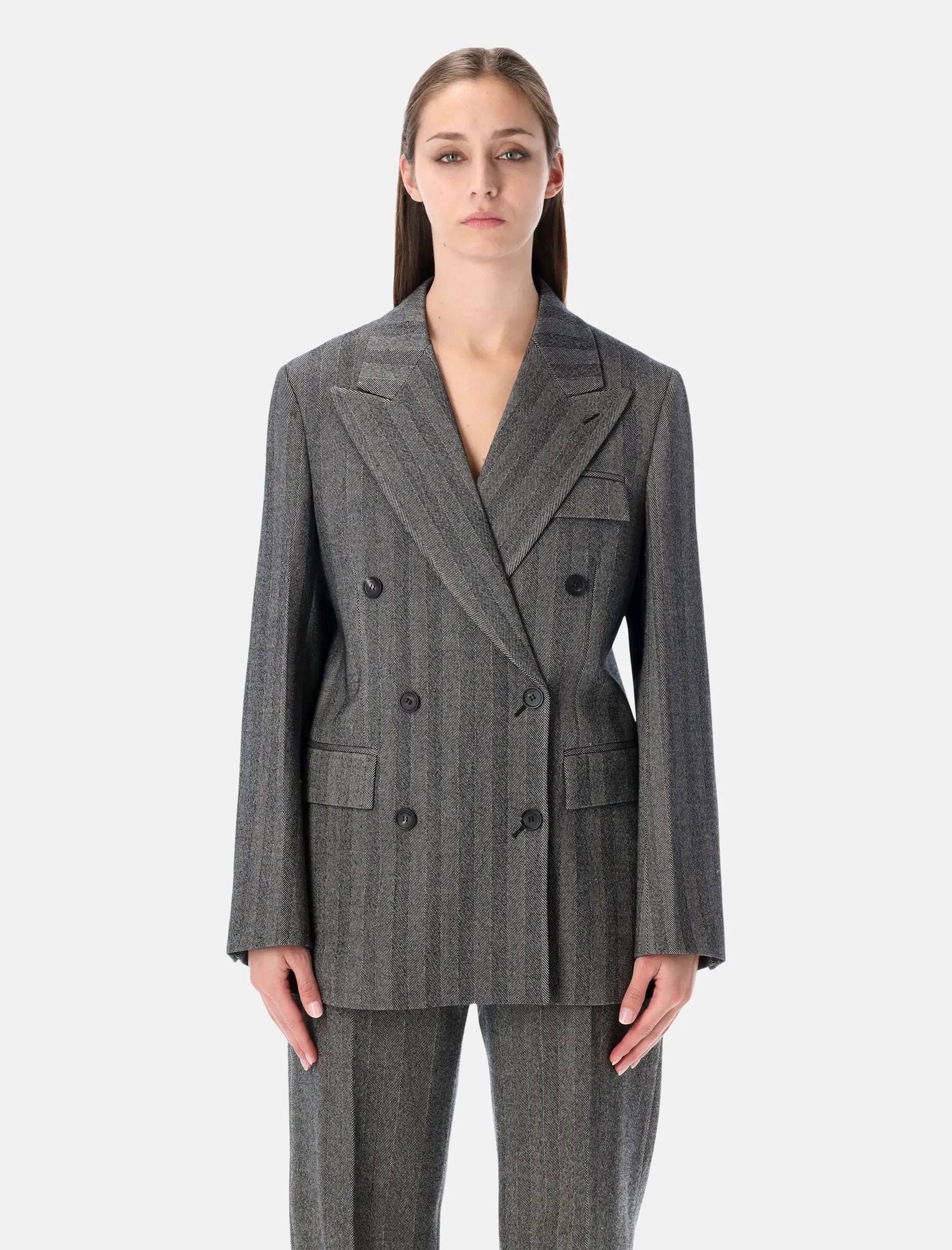 Оригінальна Oversized Double Breasted Chevron Wool Blazer Salvatore ferragamo – боковий вид