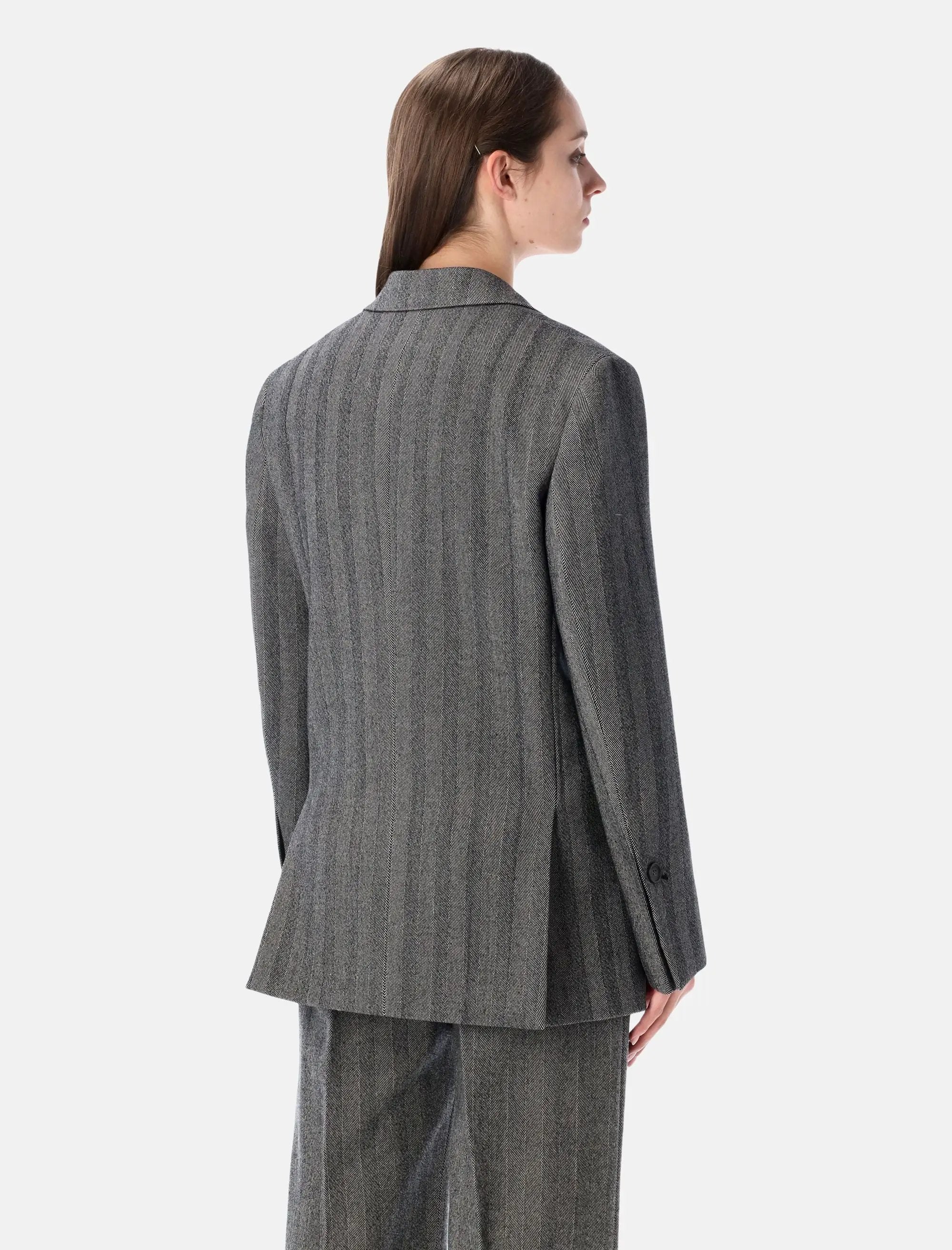 Оригінальна Oversized Double Breasted Chevron Wool Blazer Salvatore ferragamo – вид ззаду