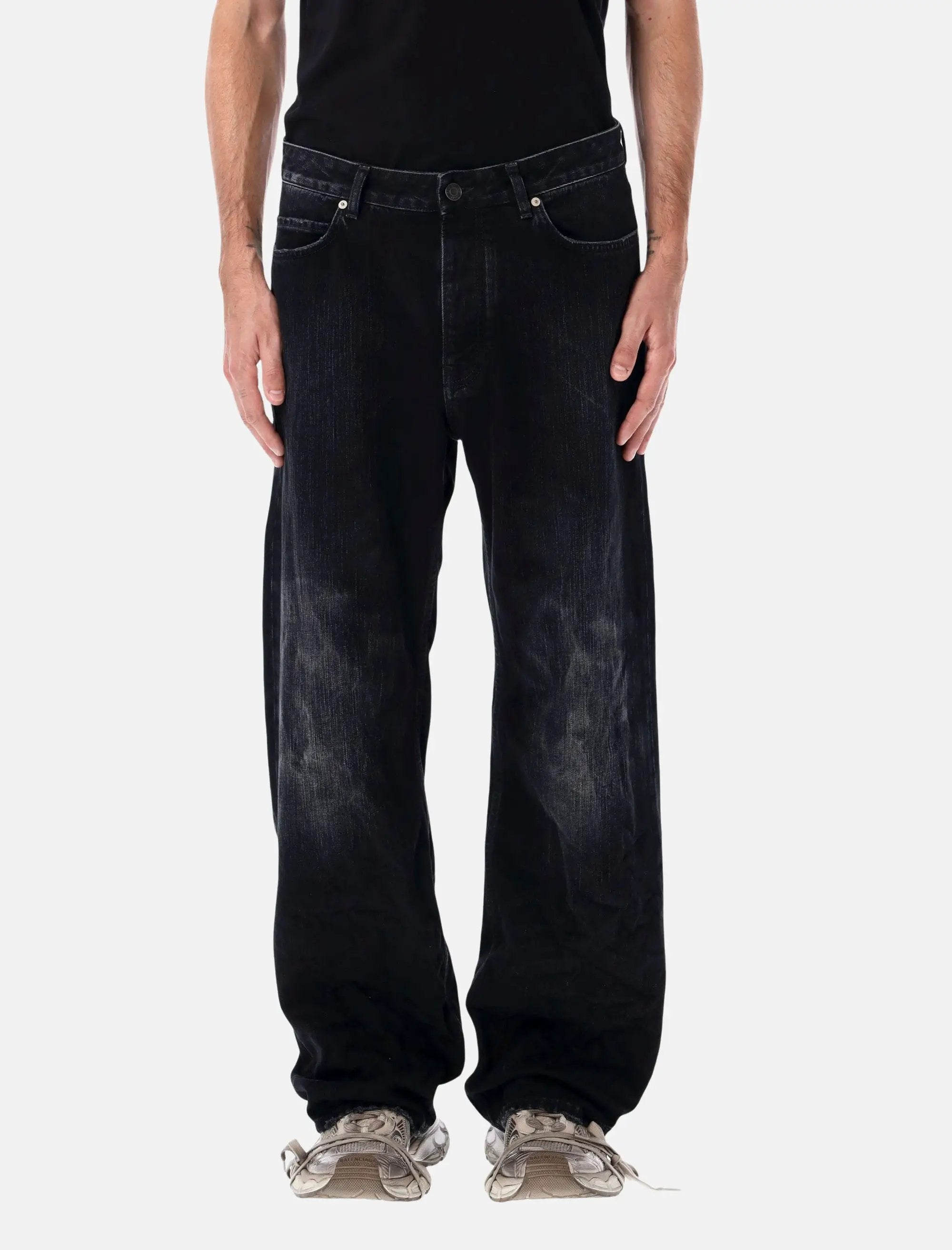 Black Washed Denim Jeans Balenciaga – Гарантія оригінальності – боковий вид