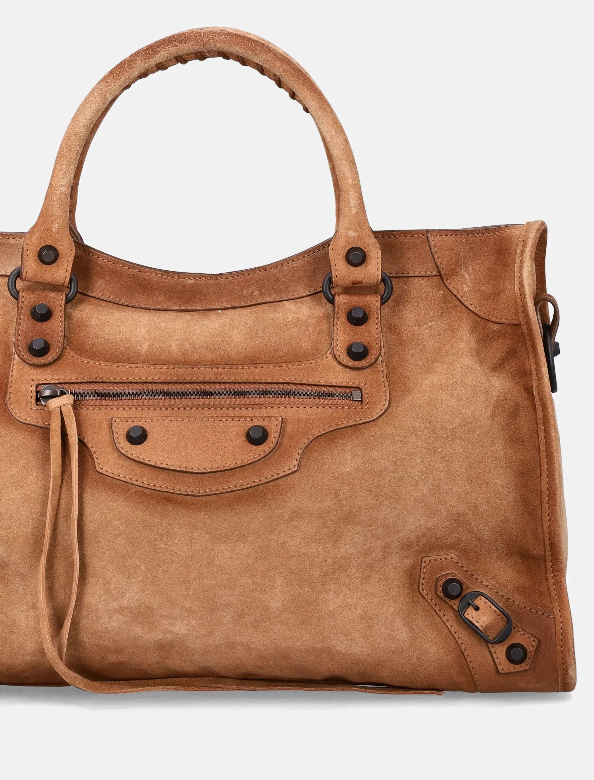 Оригінальна Le City Medium Bag In Waxed Suede Calf Leather Balenciaga – вид ззаду