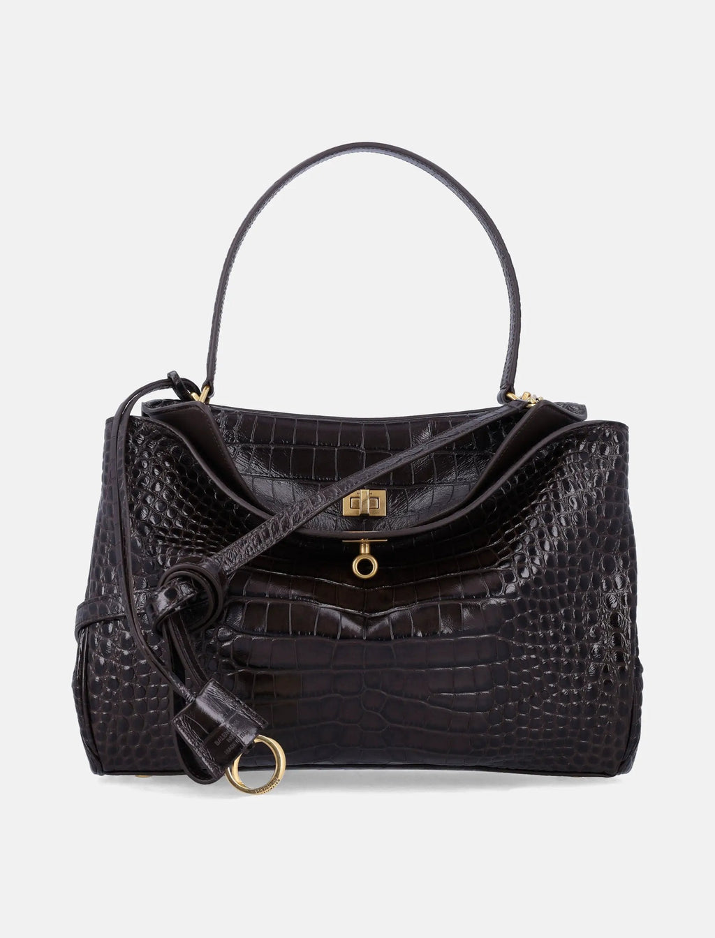 Rodeo Handbag In Crocodile Embossed Leather Balenciaga – Гарантія оригінальності – боковий вид