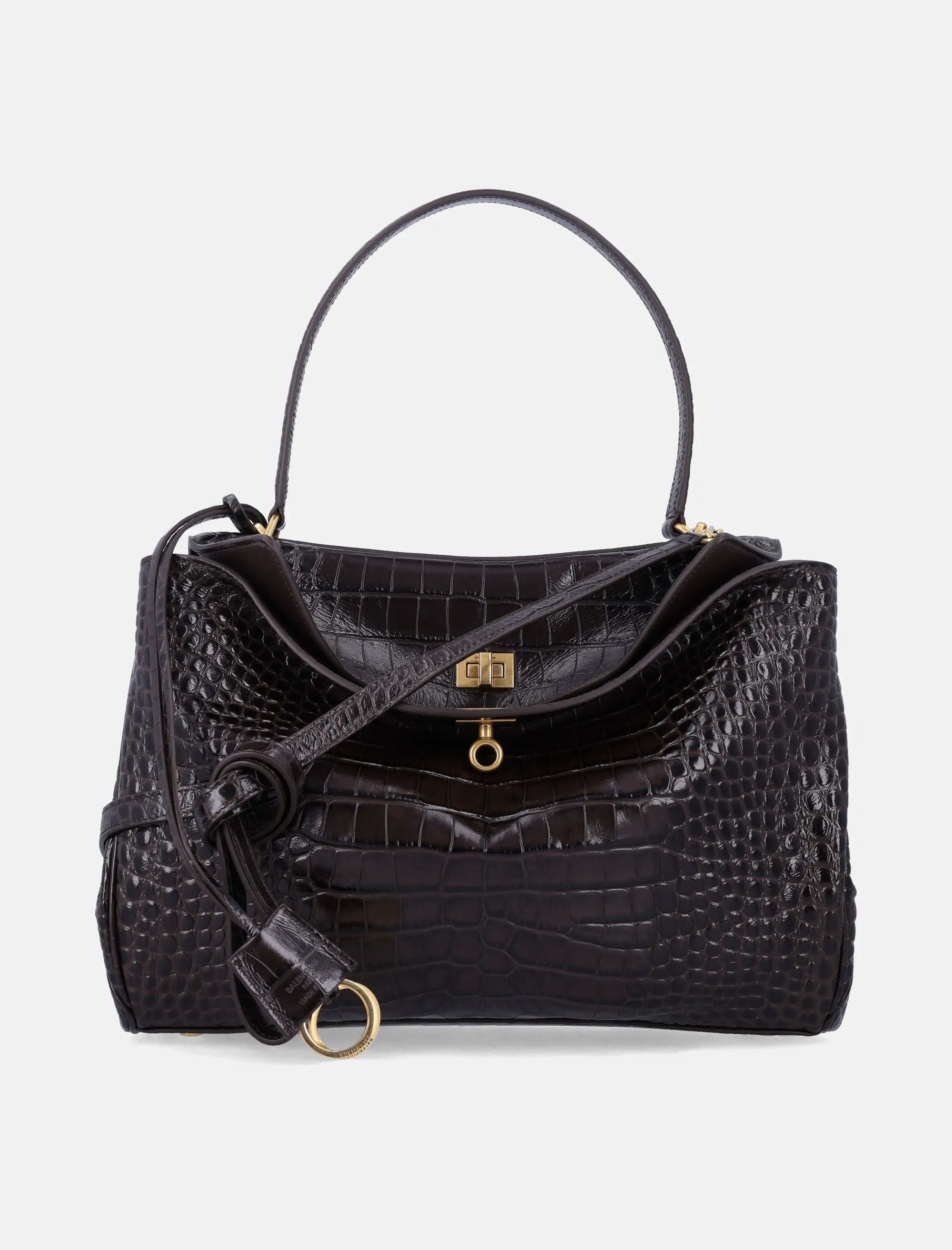 Rodeo Handbag In Crocodile Embossed Leather Balenciaga – Гарантія оригінальності – боковий вид
