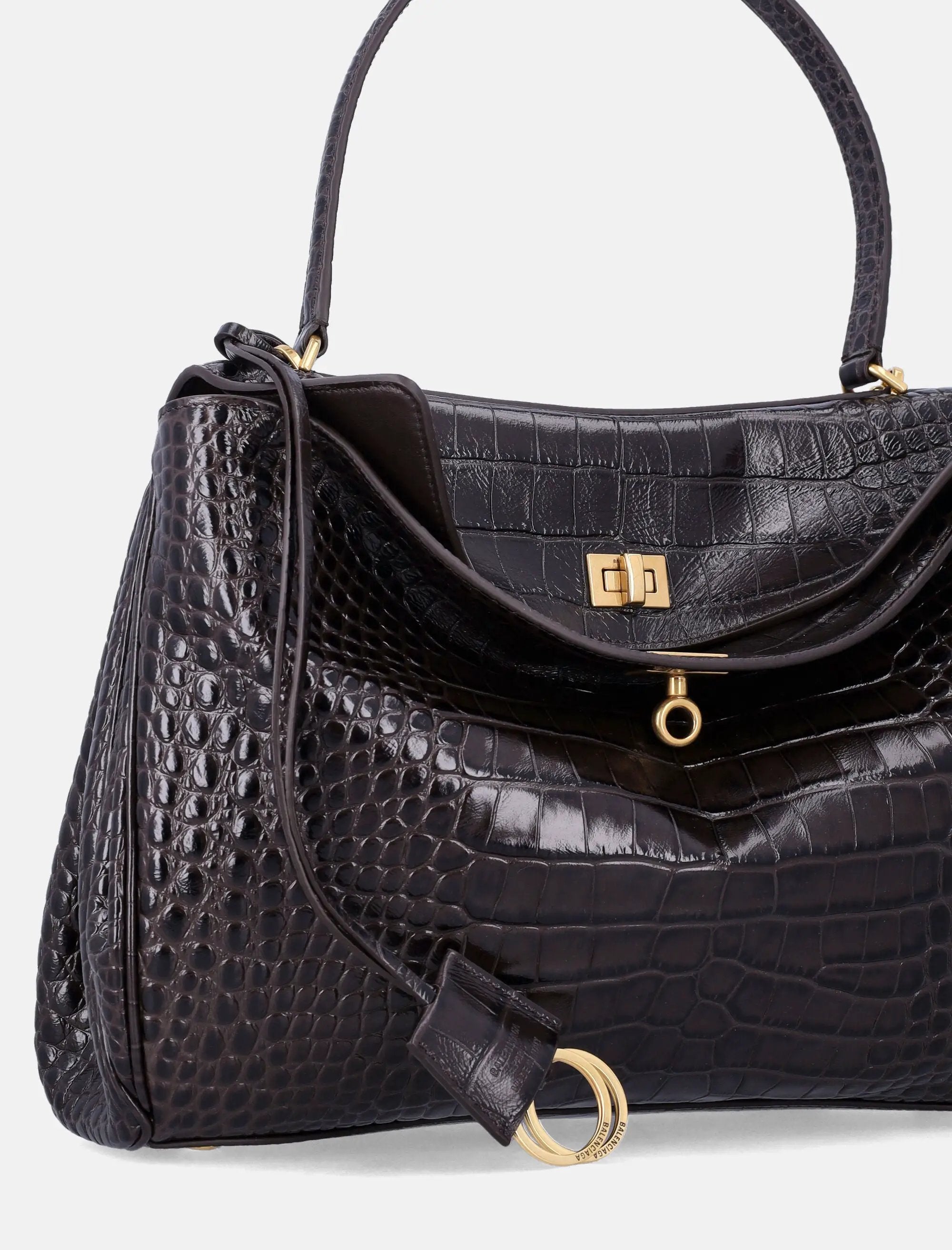 Rodeo Handbag In Crocodile Embossed Leather Balenciaga – Гарантія оригінальності – вид ззаду