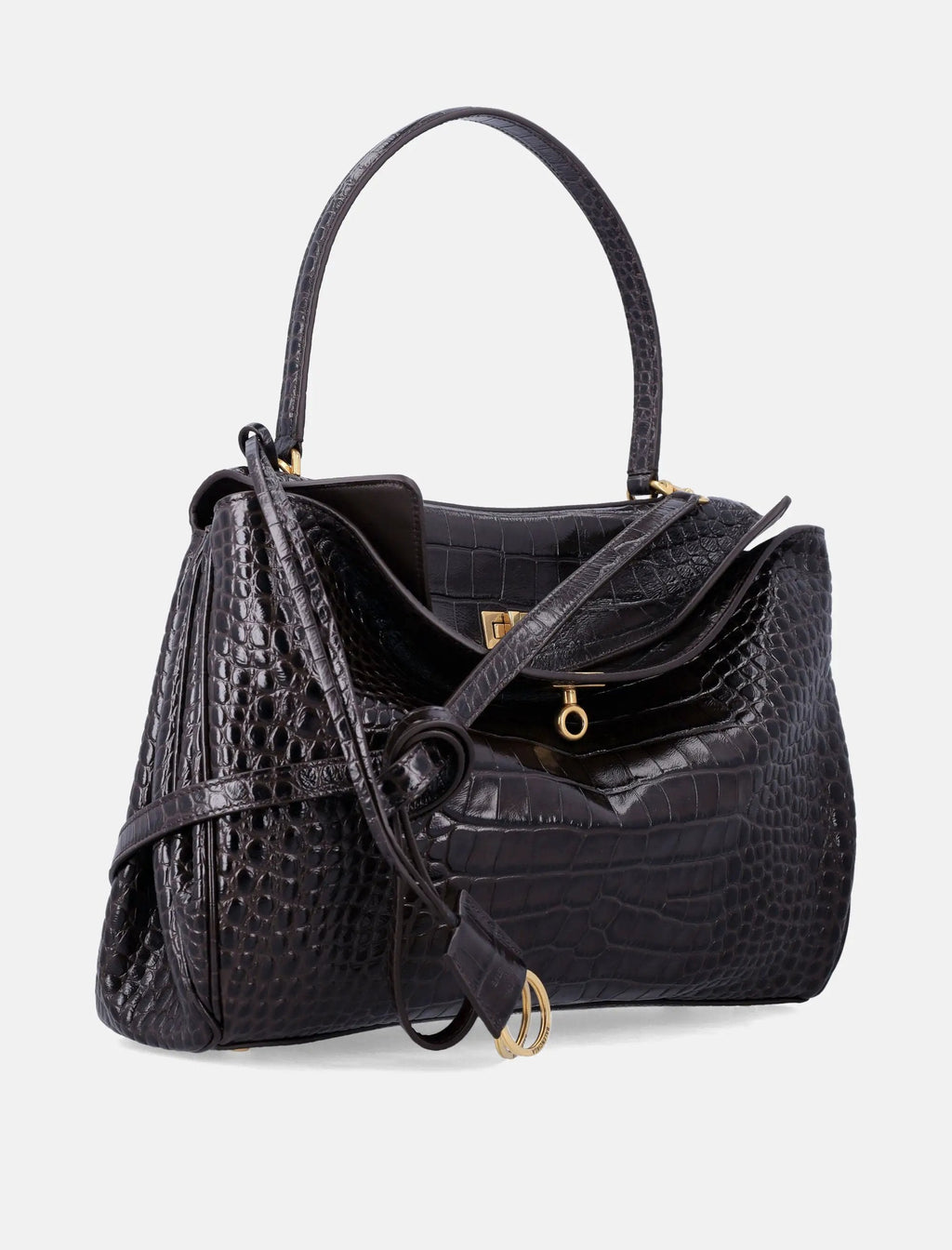 Rodeo Handbag In Crocodile Embossed Leather Balenciaga – Гарантія оригінальності – детальний вид