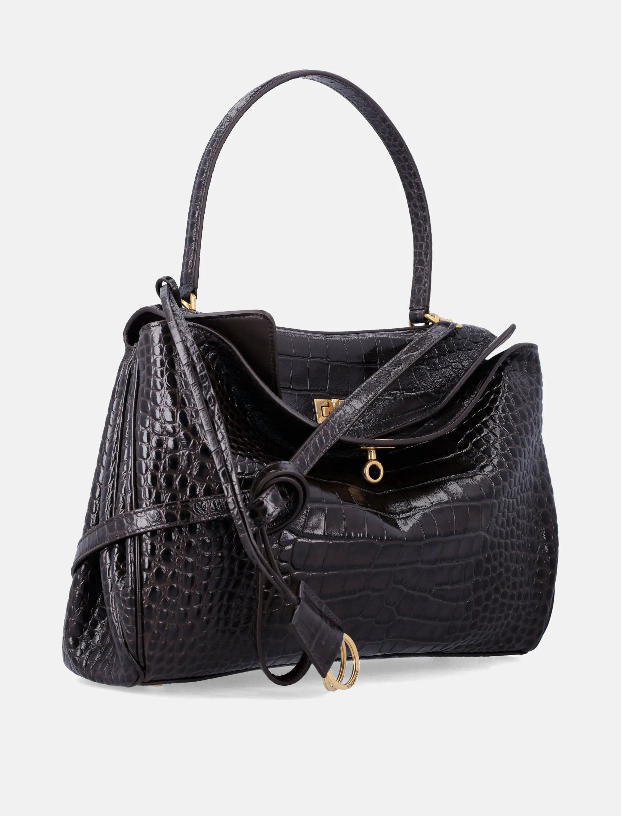 Rodeo Handbag In Crocodile Embossed Leather Balenciaga – Гарантія оригінальності – детальний вид