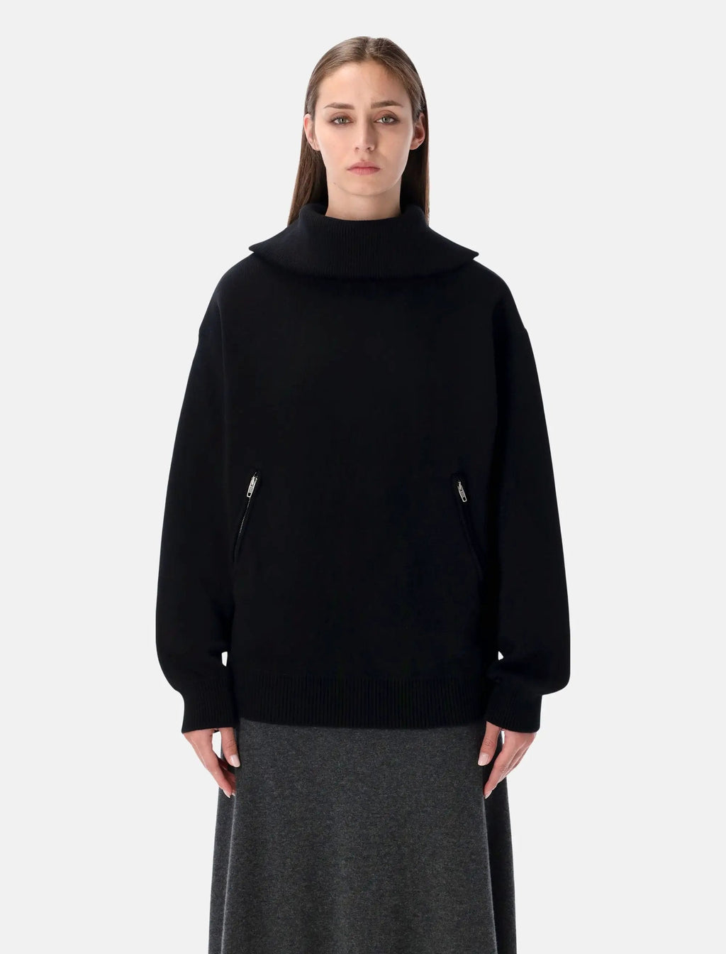 Cotton High Neck Zip Sweater Balenciaga оригінал – Купити в Україні – боковий вид