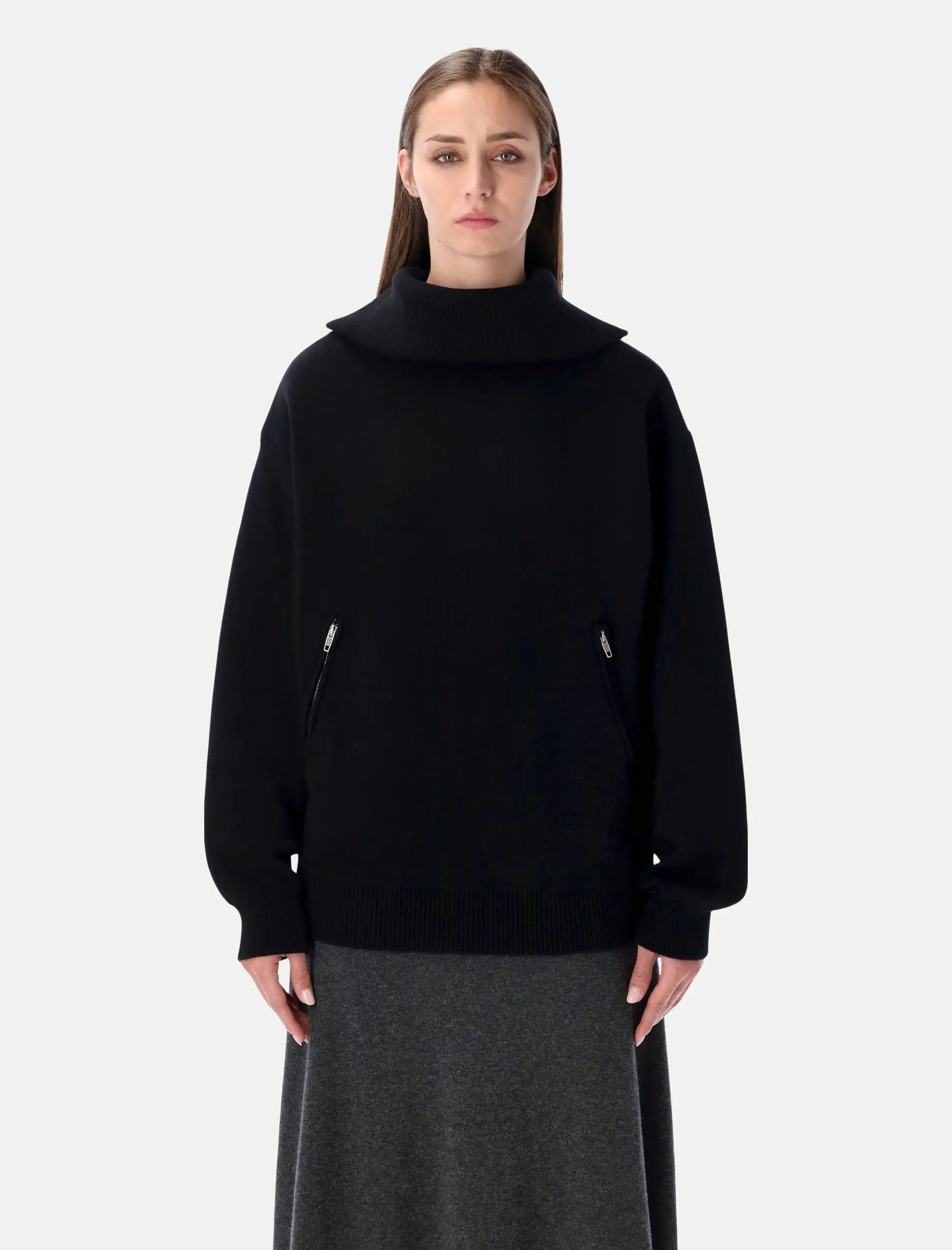 Cotton High Neck Zip Sweater Balenciaga оригінал – Купити в Україні – боковий вид