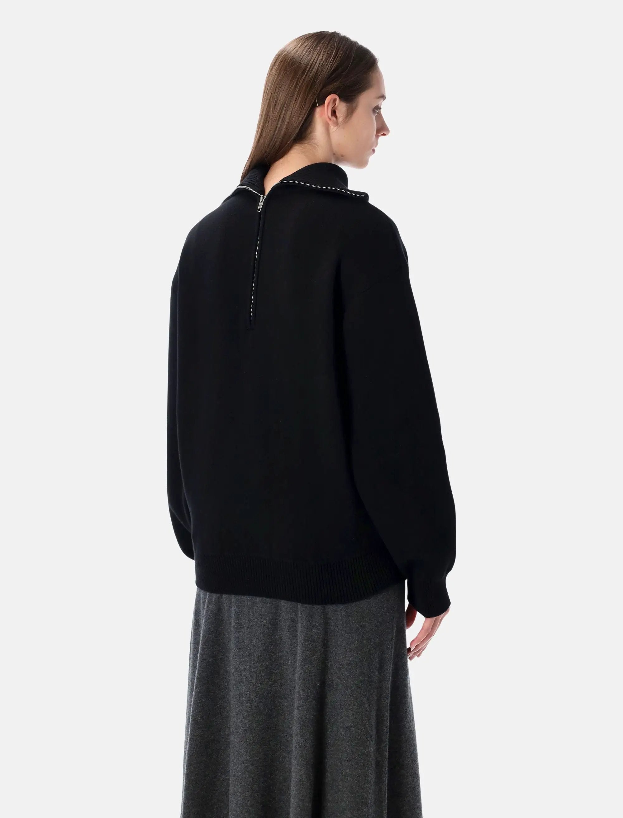 Cotton High Neck Zip Sweater Balenciaga оригінал – Купити в Україні – вид ззаду