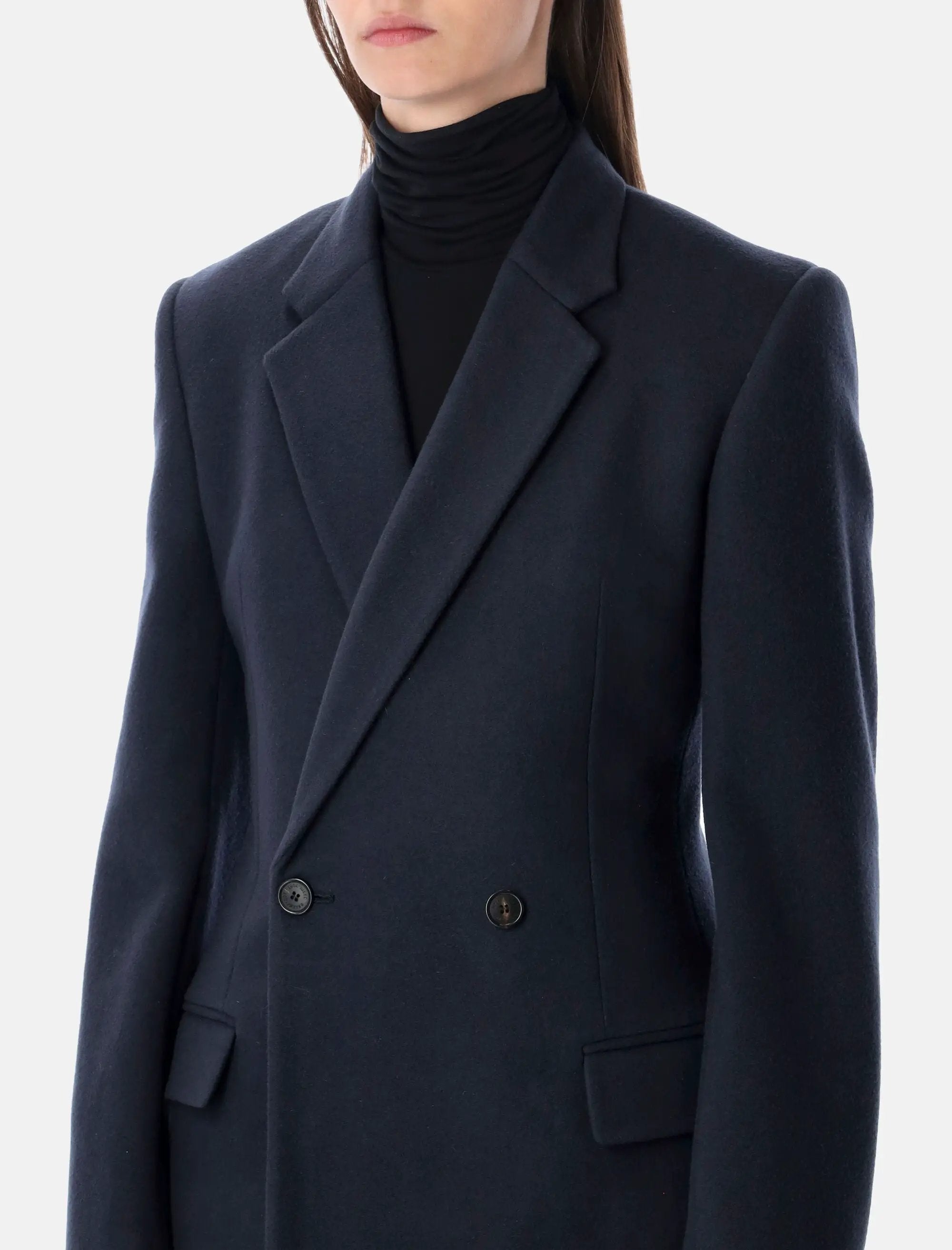 Navy Brushed Wool MIDI Godet Coat Balenciaga оригінал – Купити в Україні – детальний вид