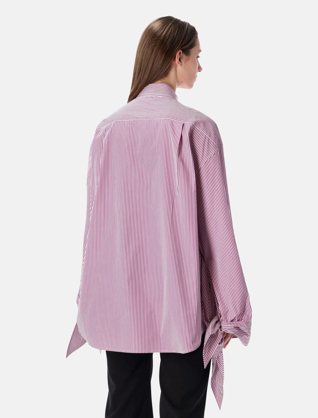 Оригінальна Oversized Striped Cotton Shirt With Knotted Cuffs Balenciaga – вид ззаду
