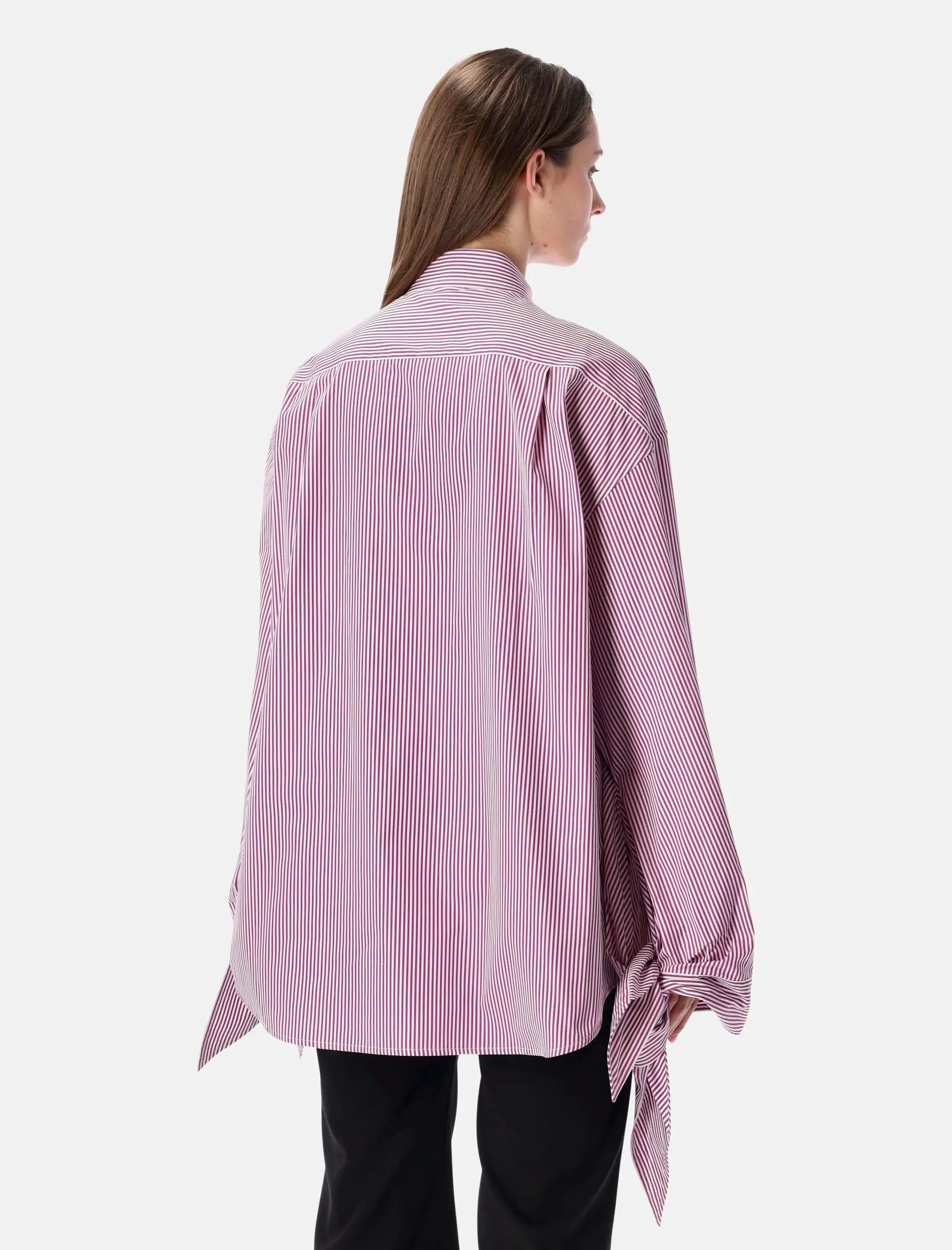 Оригінальна Oversized Striped Cotton Shirt With Knotted Cuffs Balenciaga – вид ззаду
