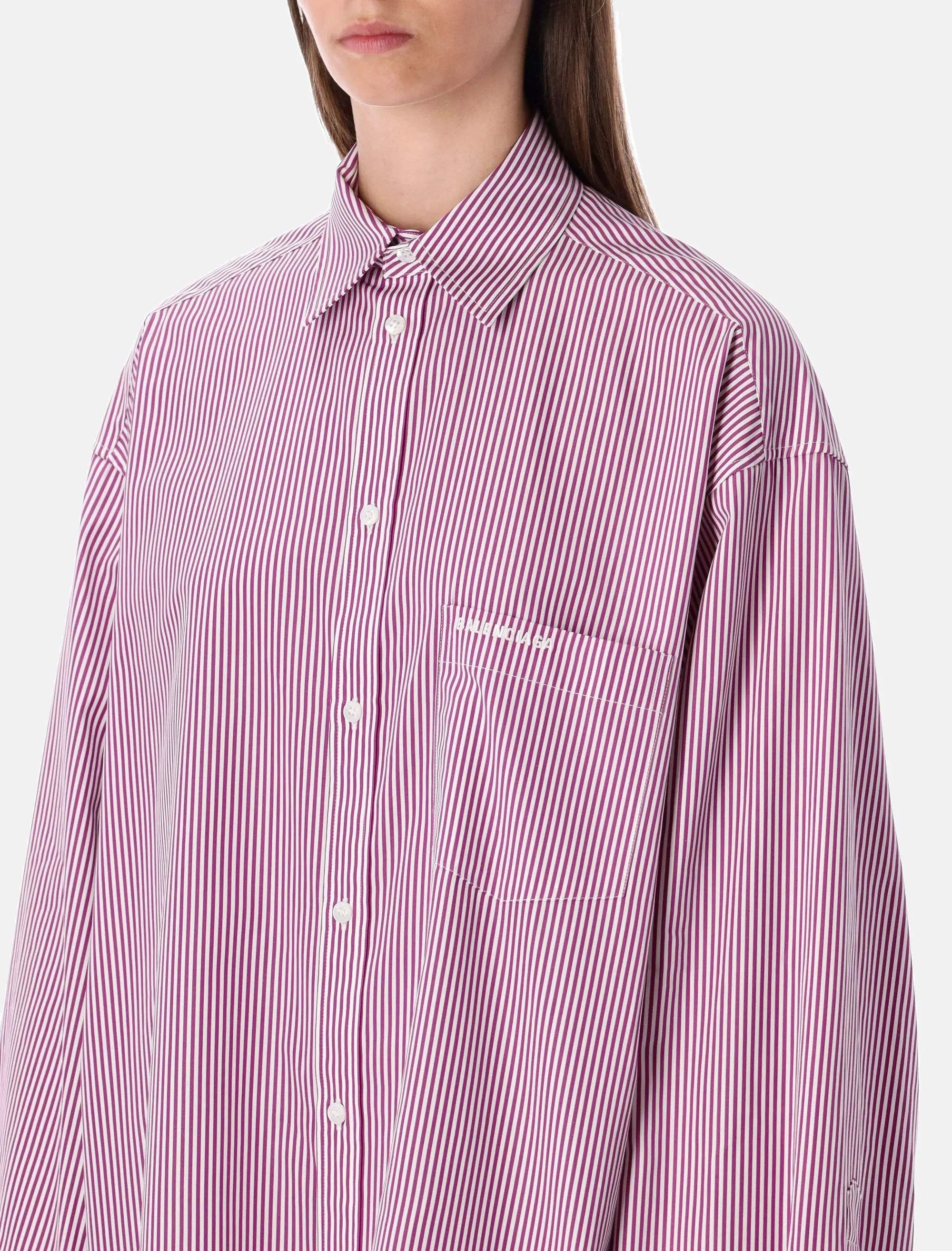 Оригінальна Oversized Striped Cotton Shirt With Knotted Cuffs Balenciaga – детальний вид