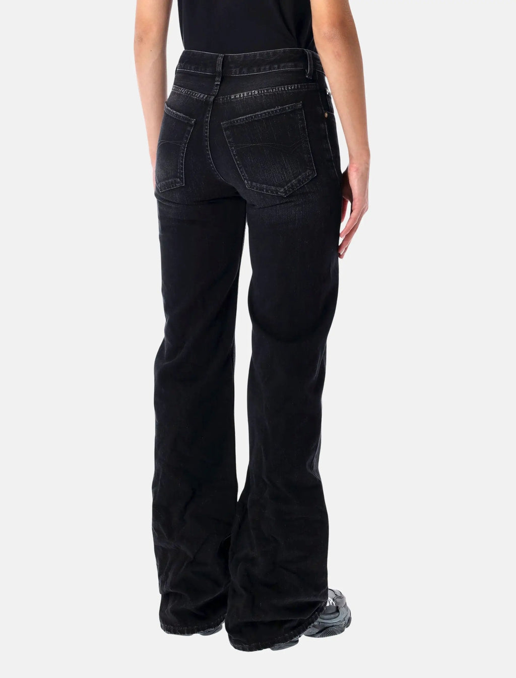 Оригінальна Wide Leg Washed Black Denim Jeans Balenciaga – вид ззаду