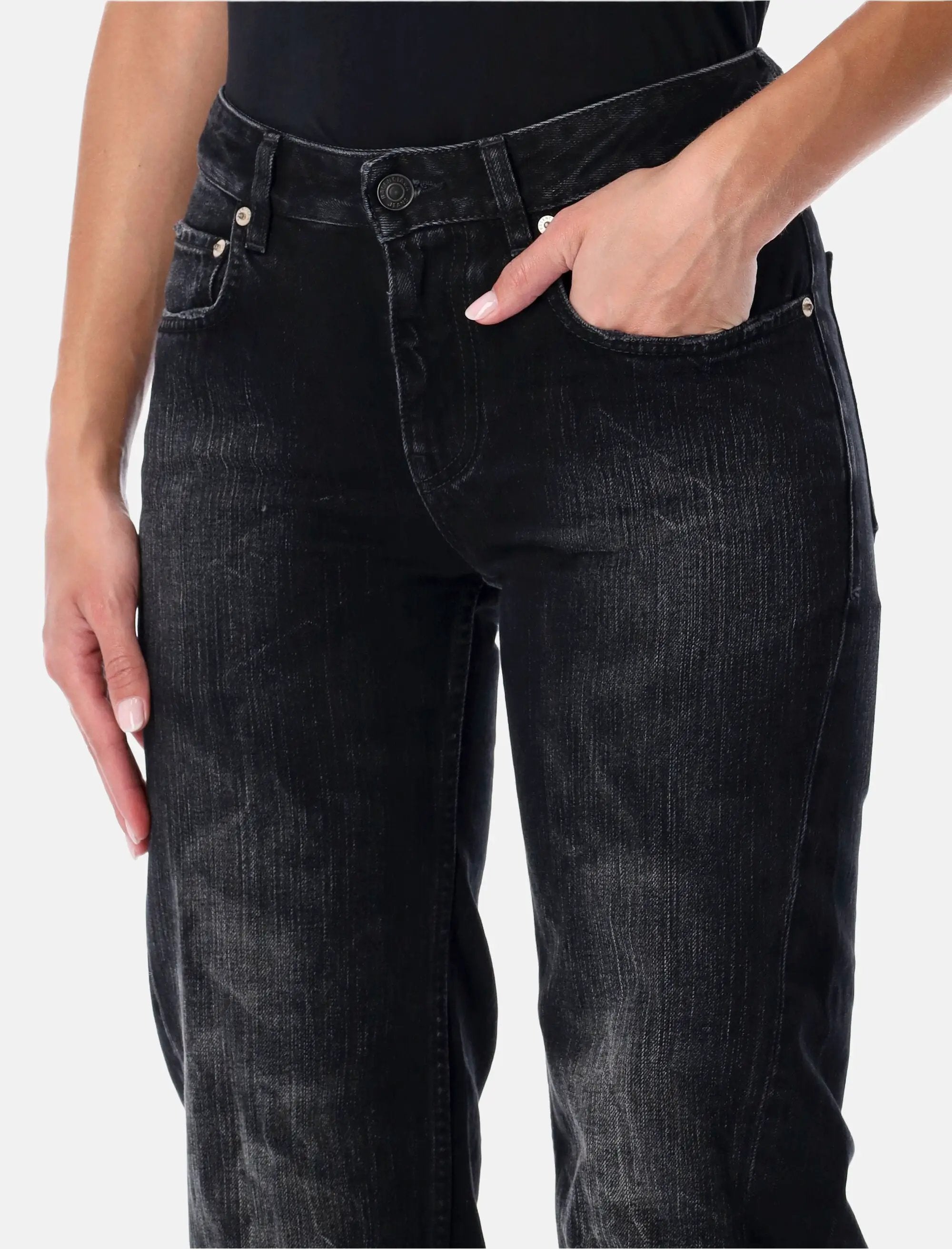 Оригінальна Wide Leg Washed Black Denim Jeans Balenciaga – детальний вид