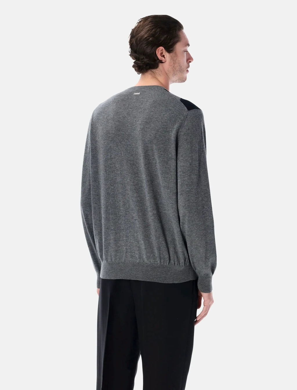 Grey Virgin Wool Argyle V Neck Sweater Salvatore ferragamo оригінал – Купити в Україні – вид ззаду