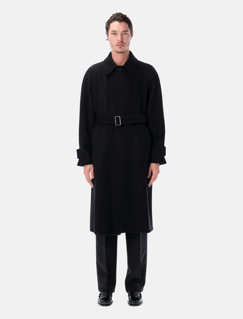 Black Cashmere Blend Belted Coat Salvatore ferragamo оригінал – Купити в Україні – боковий вид
