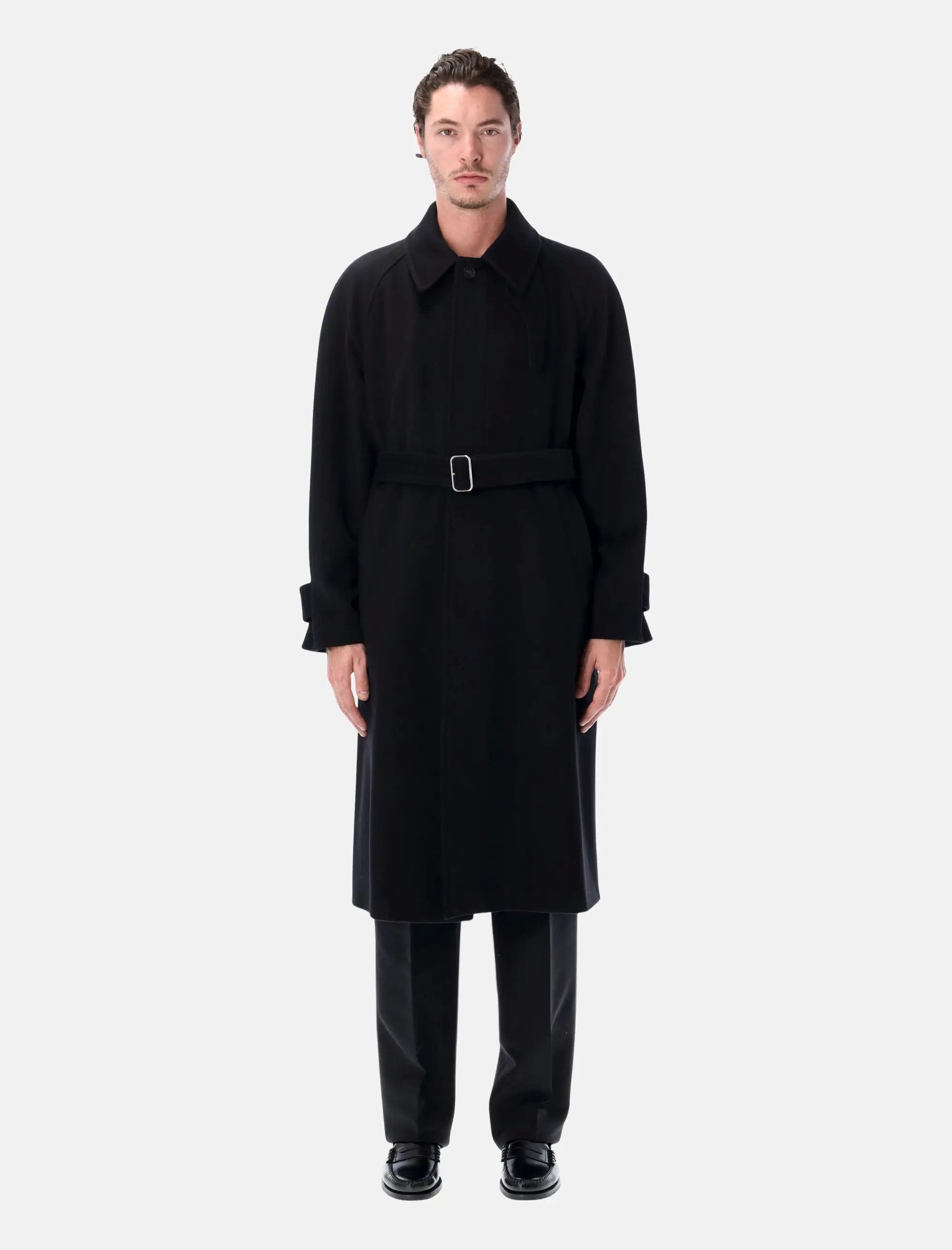 Black Cashmere Blend Belted Coat Salvatore ferragamo оригінал – Купити в Україні – боковий вид