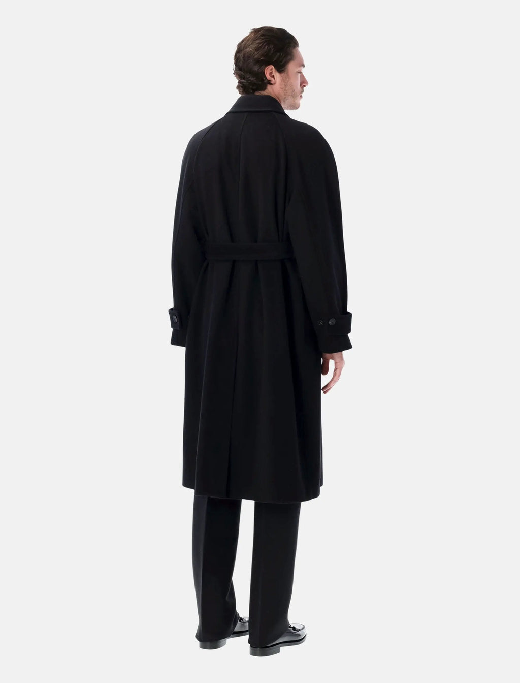 Black Cashmere Blend Belted Coat Salvatore ferragamo оригінал – Купити в Україні – вид ззаду
