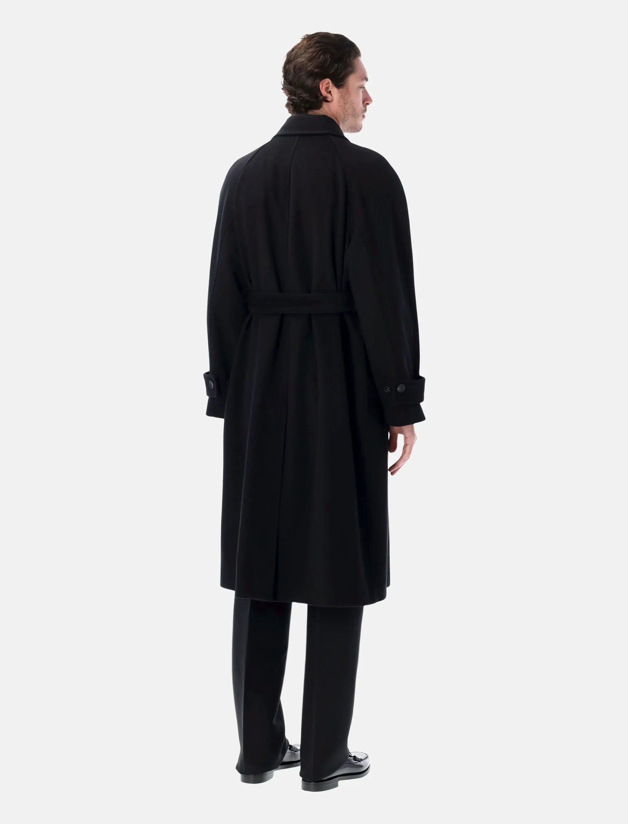 Black Cashmere Blend Belted Coat Salvatore ferragamo оригінал – Купити в Україні – вид ззаду