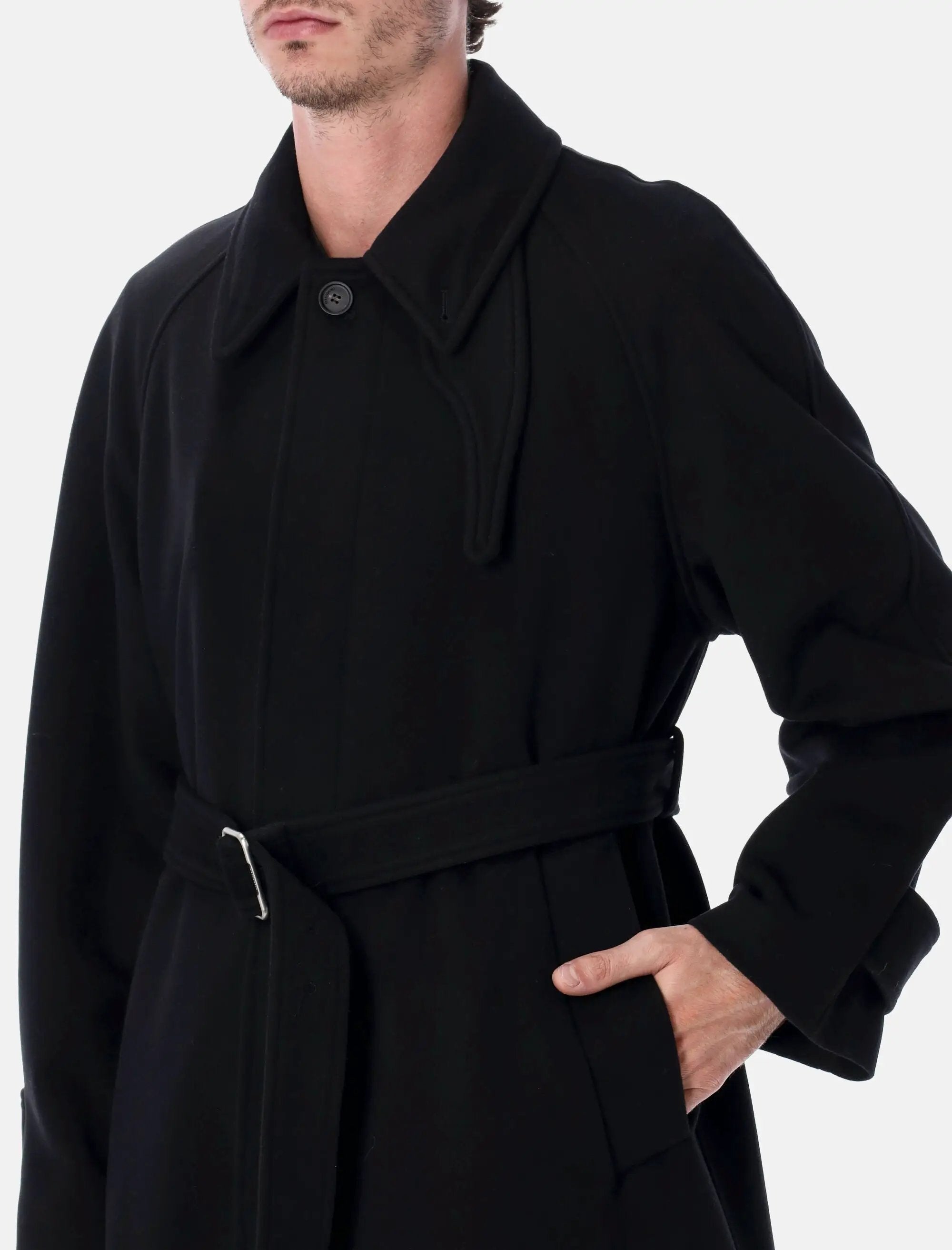 Black Cashmere Blend Belted Coat Salvatore ferragamo оригінал – Купити в Україні – детальний вид