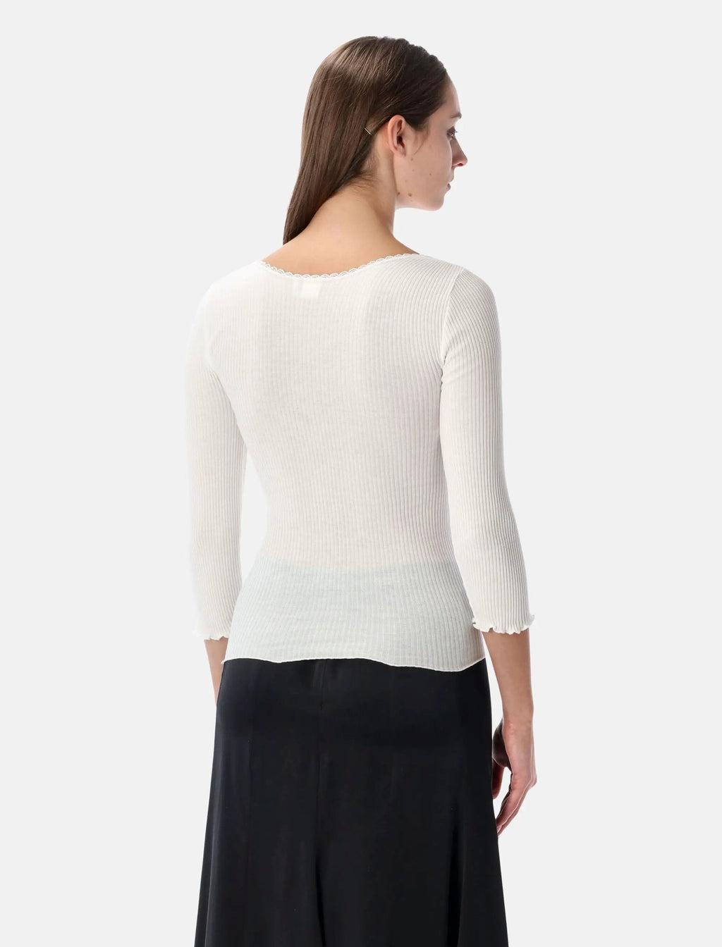 Fitted White Cotton Deep Neck Cardigan Chloe – Гарантія оригінальності – вид ззаду