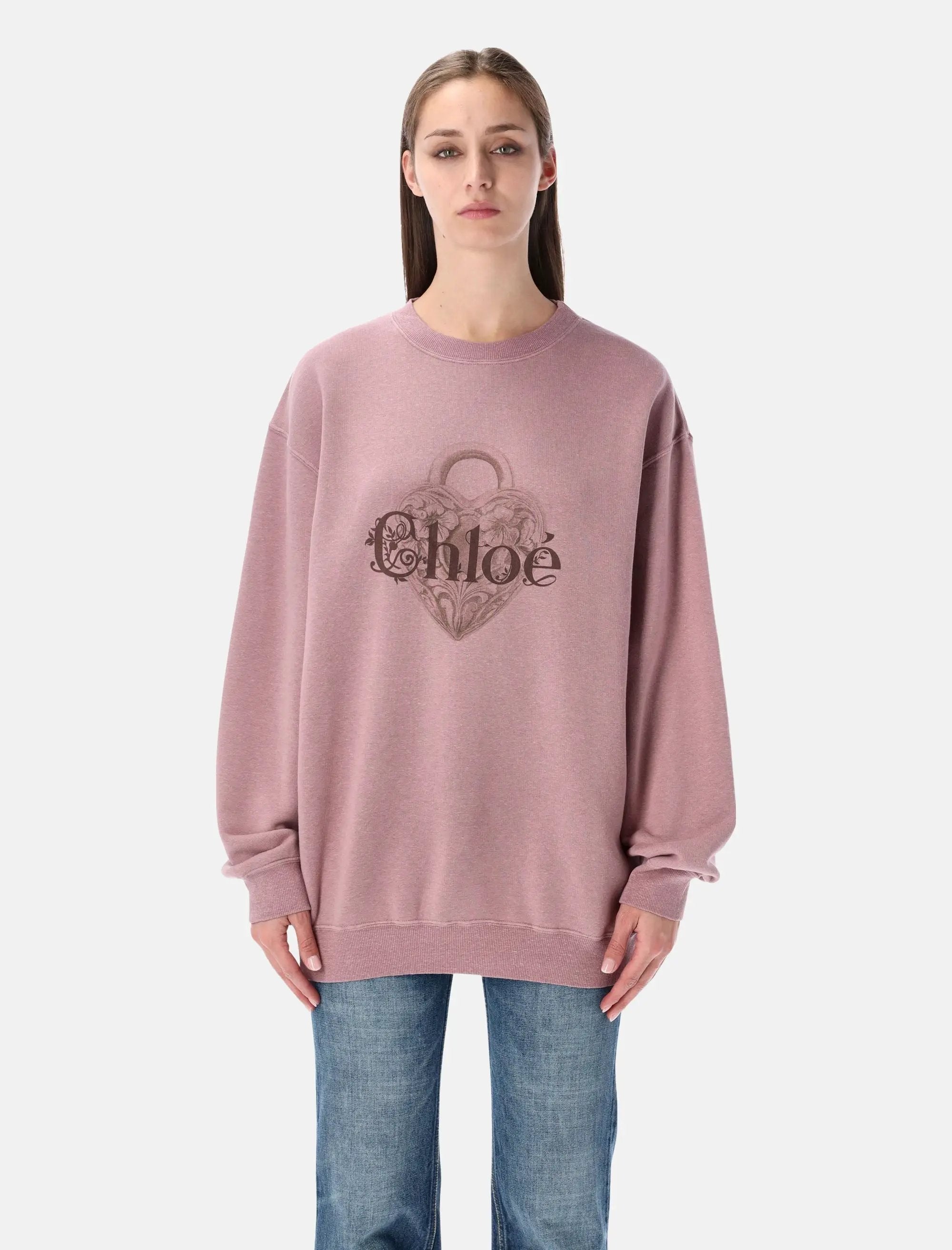 Pink Chiné Fleece Oversized Sweatshirt Chloe – Гарантія оригінальності – боковий вид