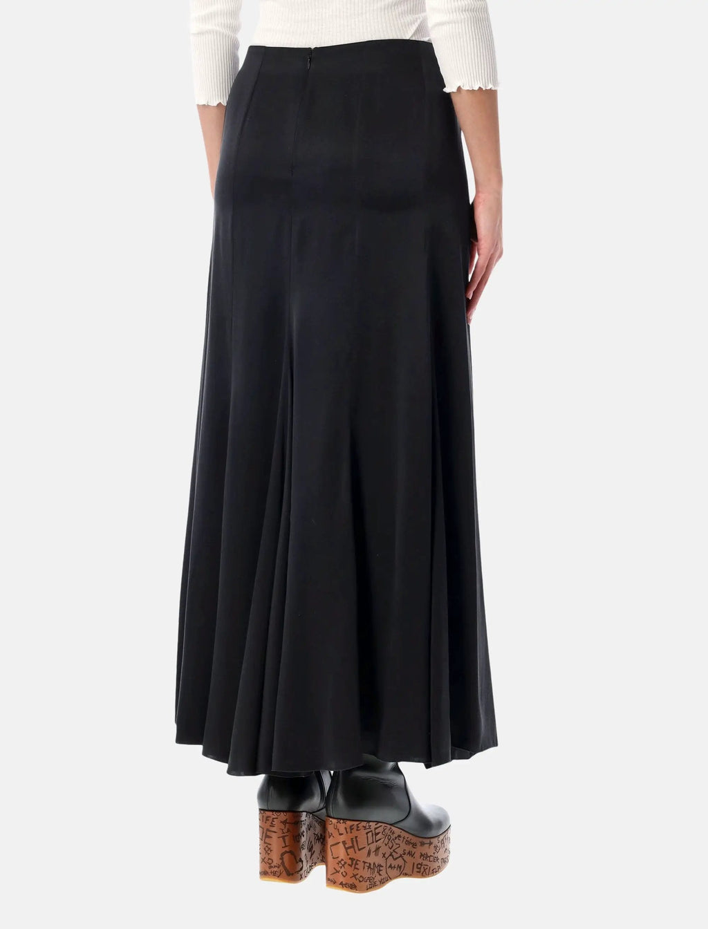 Black Silk Satin Maxi Skirt Chloe оригінал – Купити в Україні – вид ззаду