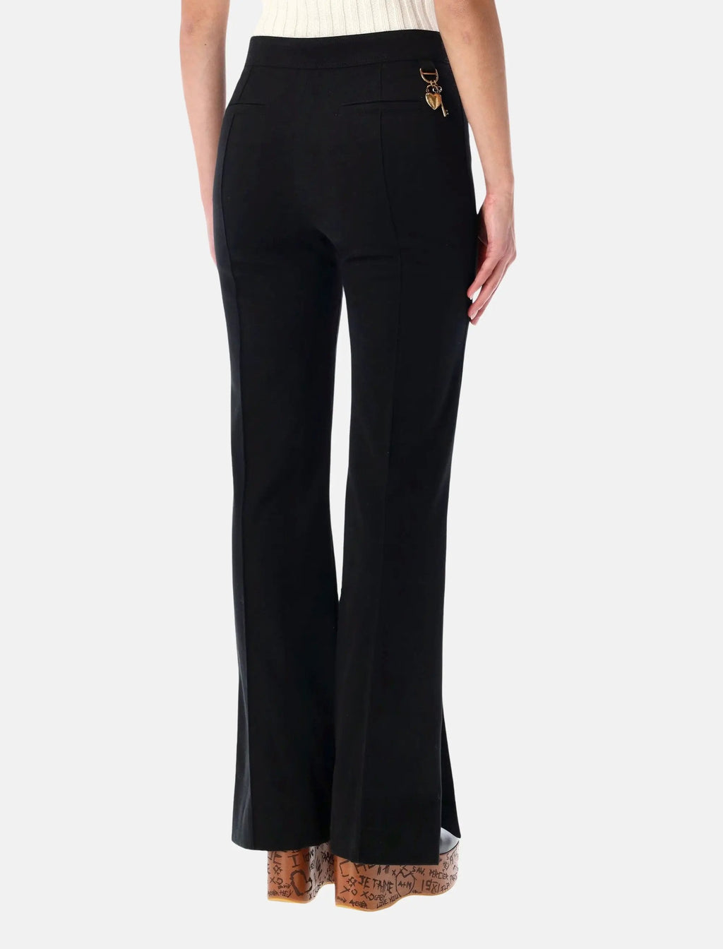 Black Herringbone Cotton Tailored Trousers Chloe – Гарантія оригінальності – вид ззаду