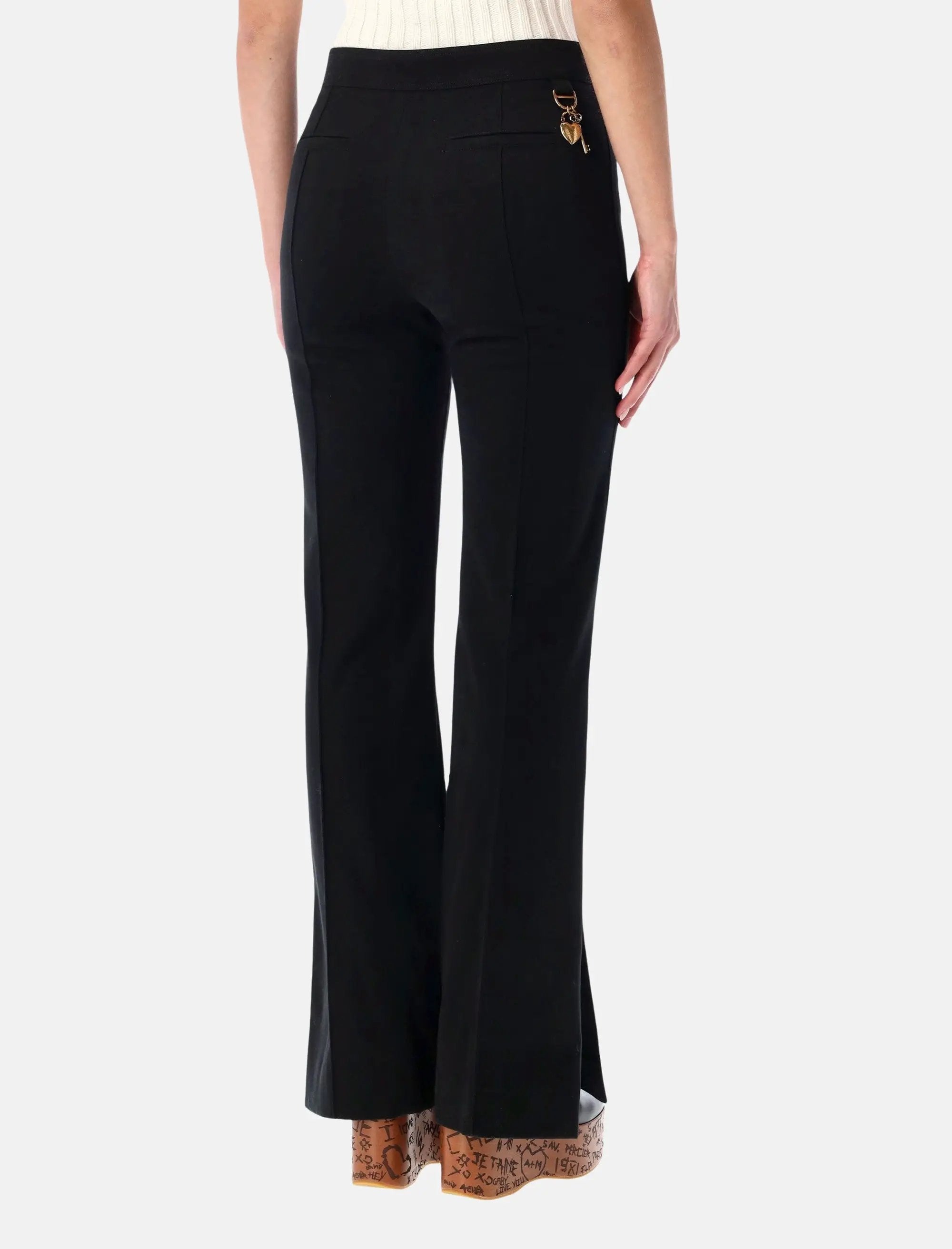Black Herringbone Cotton Tailored Trousers Chloe – Гарантія оригінальності – вид ззаду
