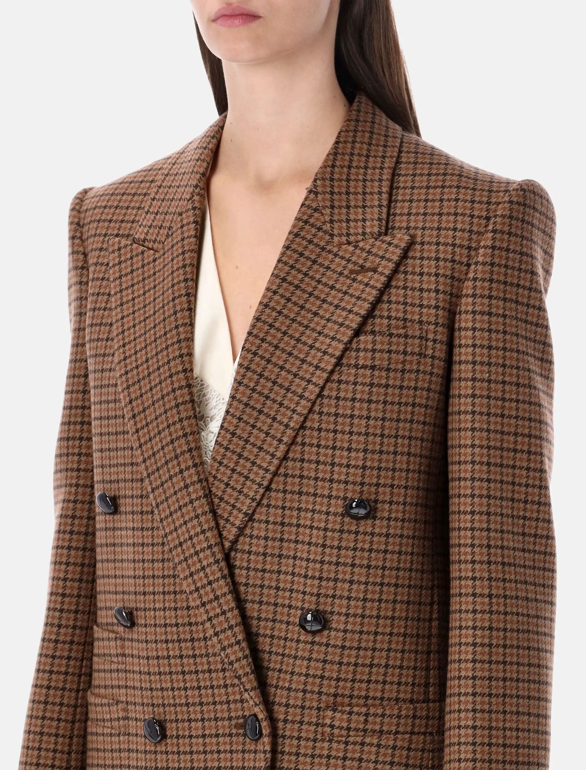 Double Breasted Houndstooth Wool Blazer Chloe – Гарантія оригінальності – детальний вид
