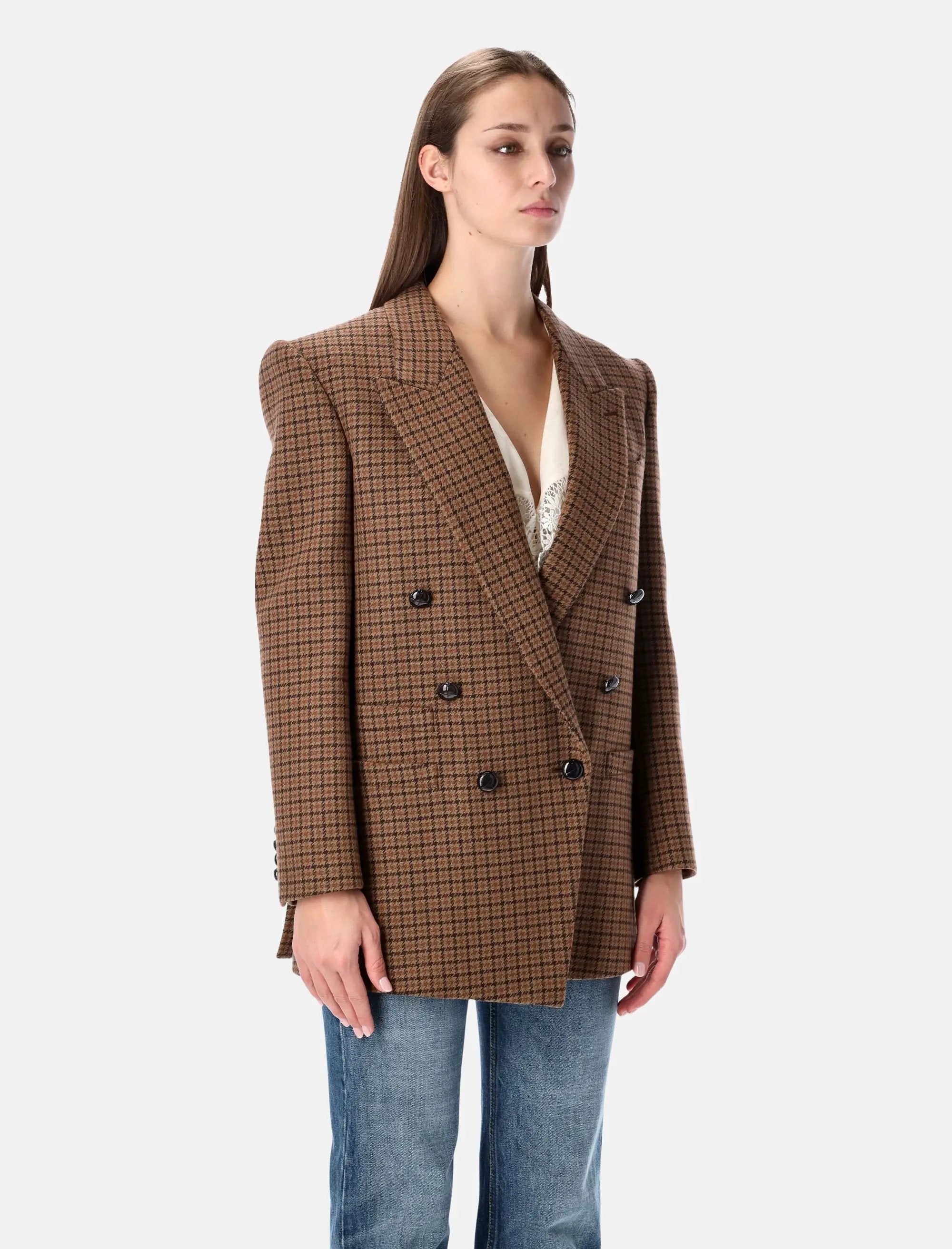 Double Breasted Houndstooth Wool Blazer Chloe – Гарантія оригінальності – збільшений вид