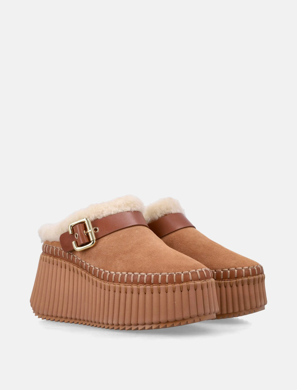 Nama Suede Wedge Mules With Paddington Buckle Chloe – Гарантія оригінальності – вид ззаду